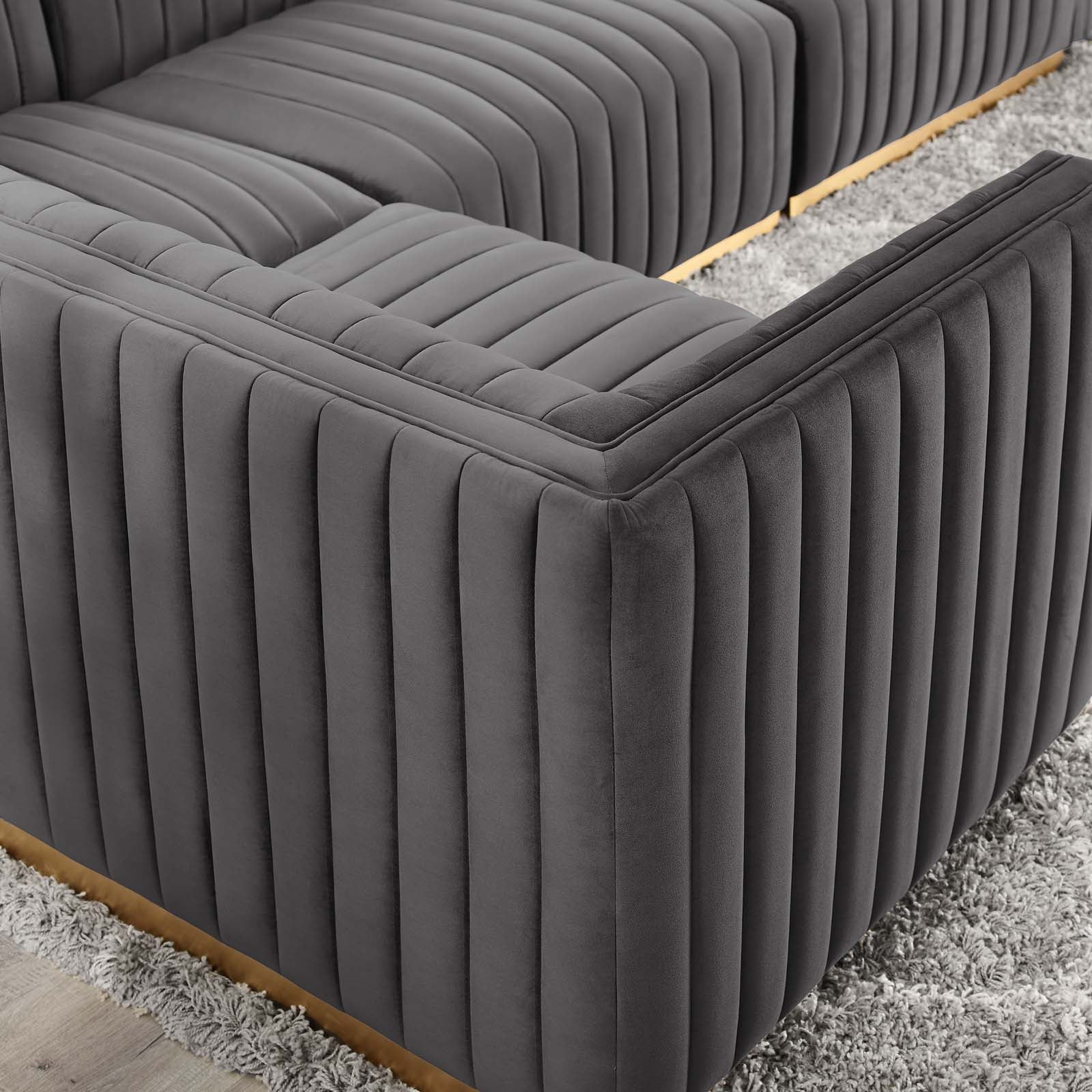 Conjure Channel Tufted Performance Velvet 5-Piece Sectional