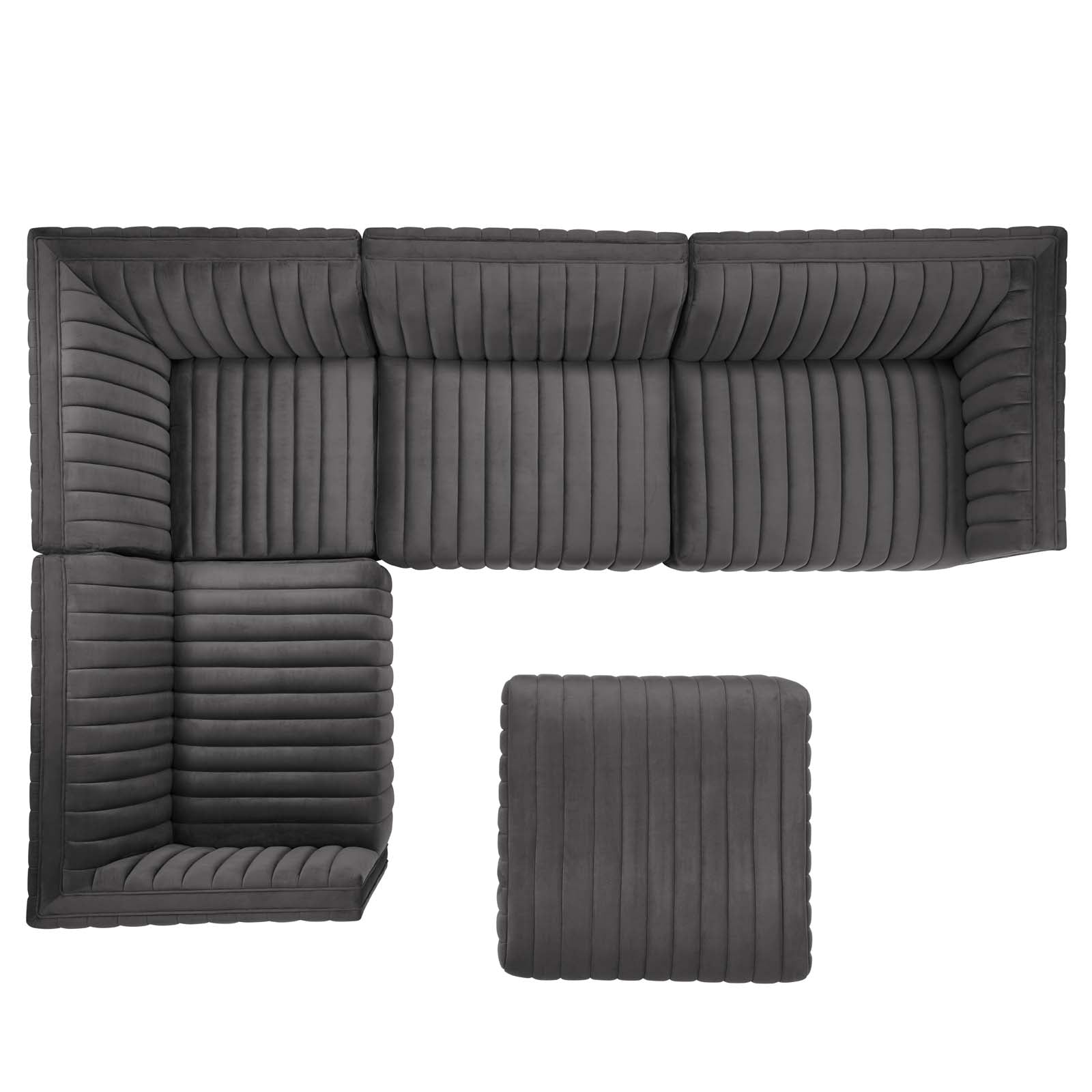 Conjure Channel Tufted Performance Velvet 5-Piece Sectional