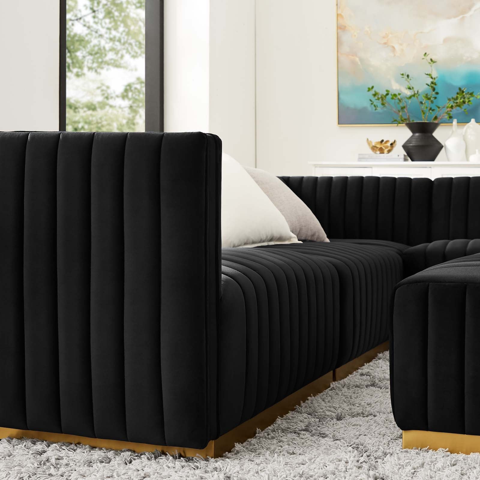 Conjure Channel Tufted Performance Velvet 5-Piece Sectional