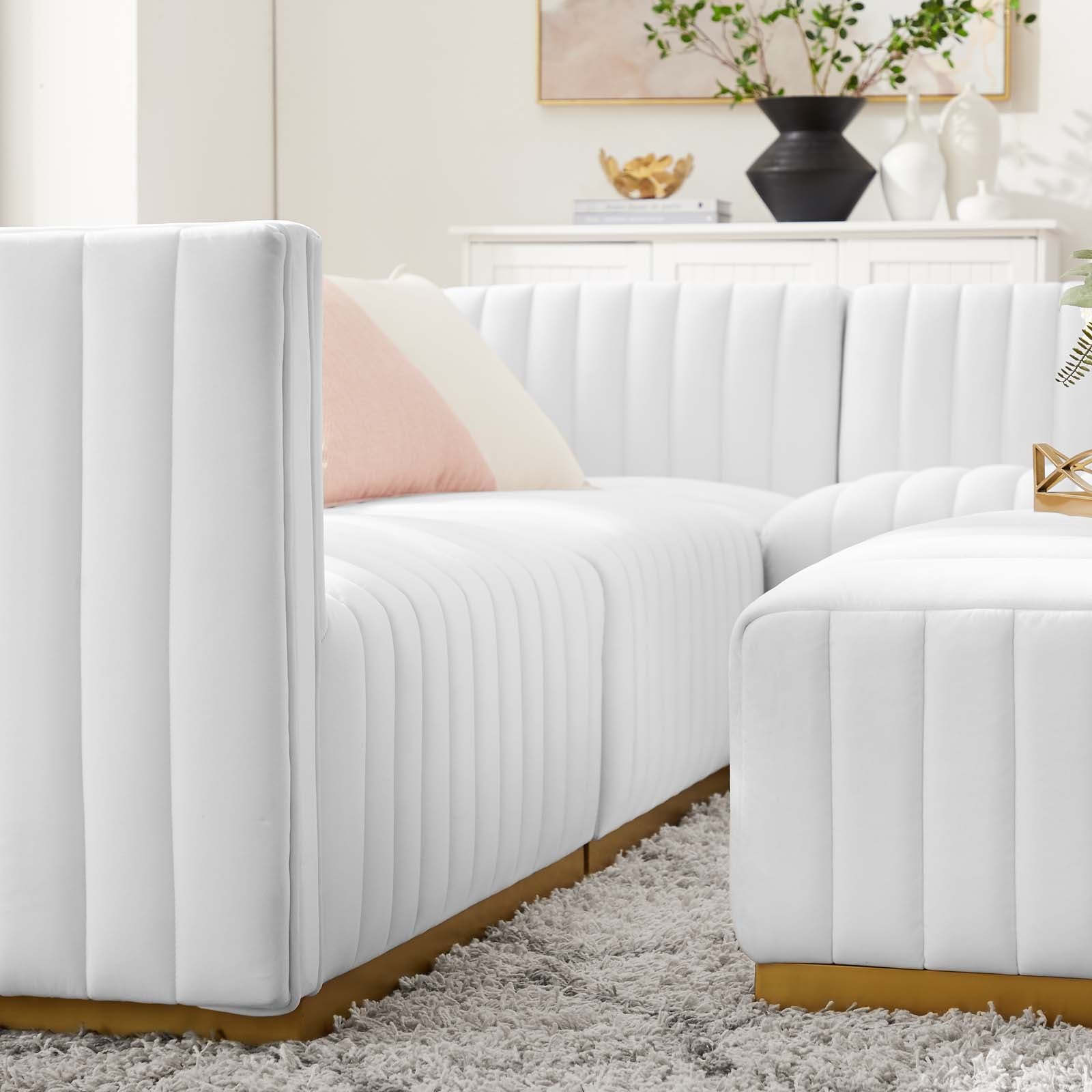Conjure Channel Tufted Performance Velvet 5-Piece Sectional