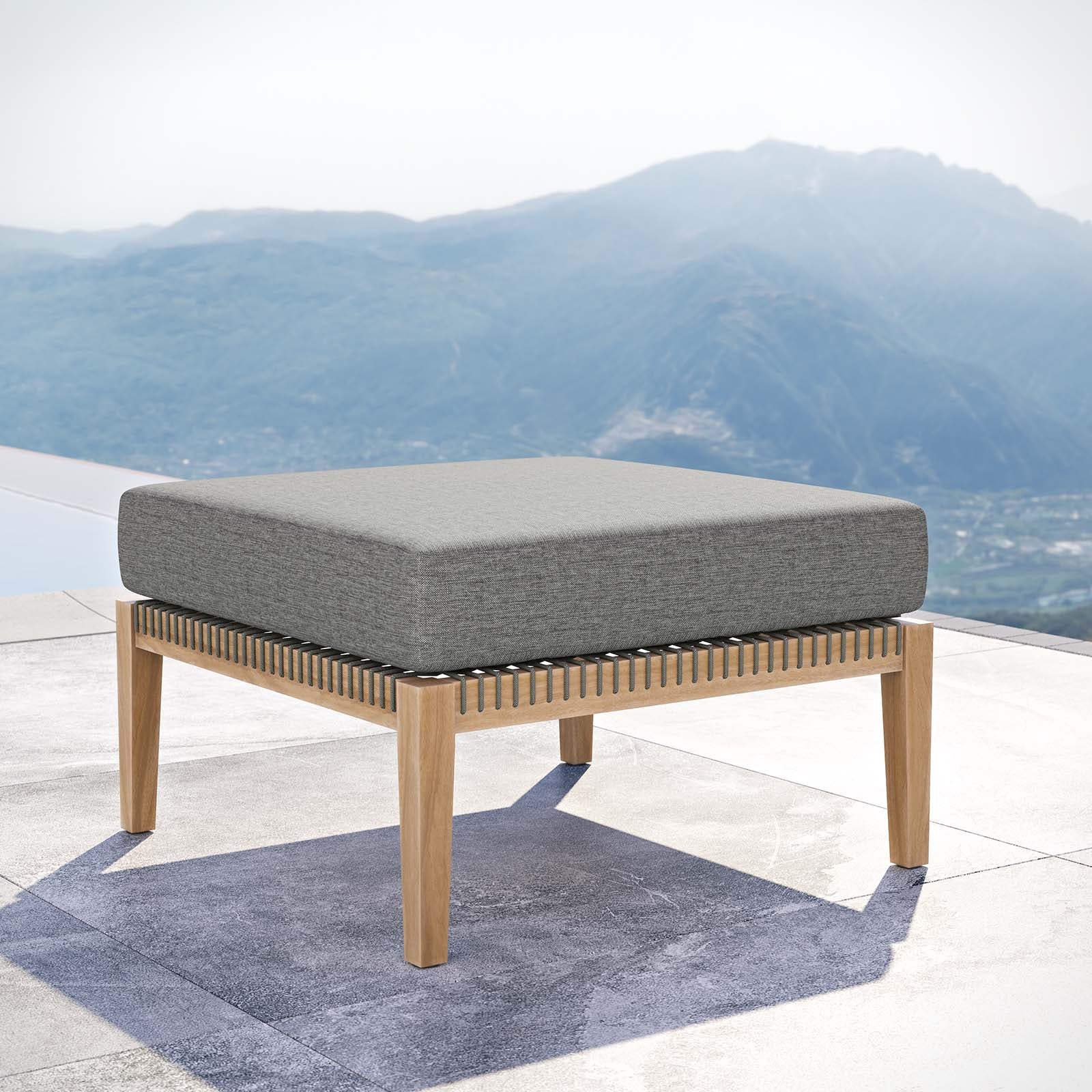 Clearwater Outdoor Patio Teak Wood Ottoman - East Shore Modern Home Furnishings