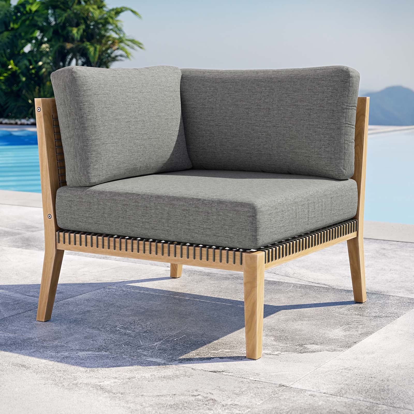 Clearwater Outdoor Patio Teak Wood Corner Chair - East Shore Modern Home Furnishings