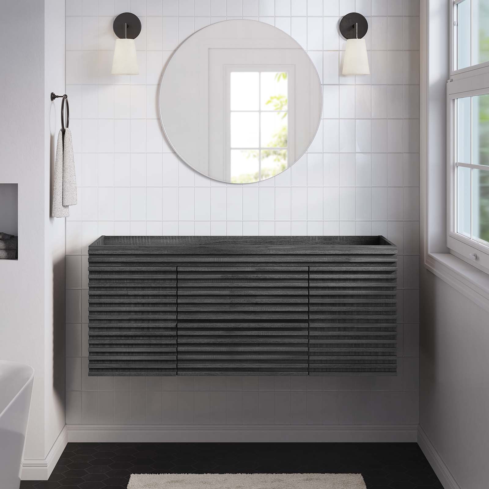 Render 48" Wall-Mount Bathroom Vanity Cabinet (Sink Basin Not Included) Single Sink Compatible - East Shore Modern Home Furnishings