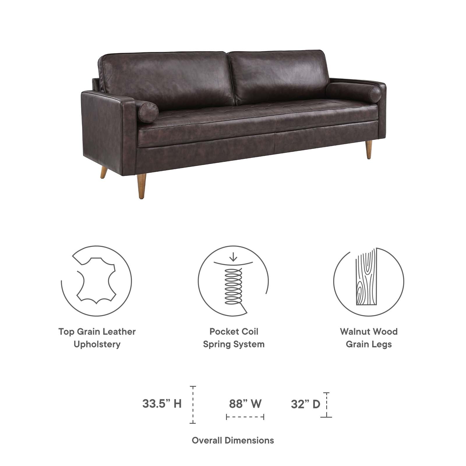 Valour 88" Leather Sofa - East Shore Modern Home Furnishings