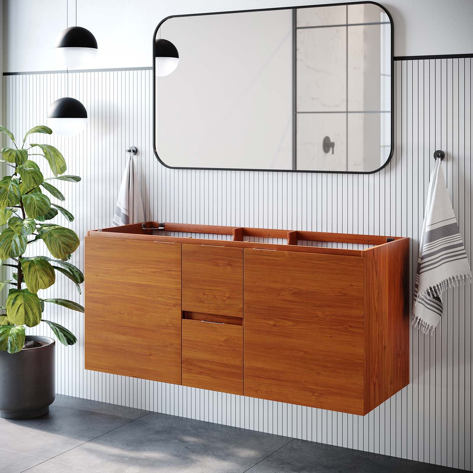 Scenic 48" Double Wall-Mount Bathroom Vanity Cabinet (Sink Basin Not Included)
