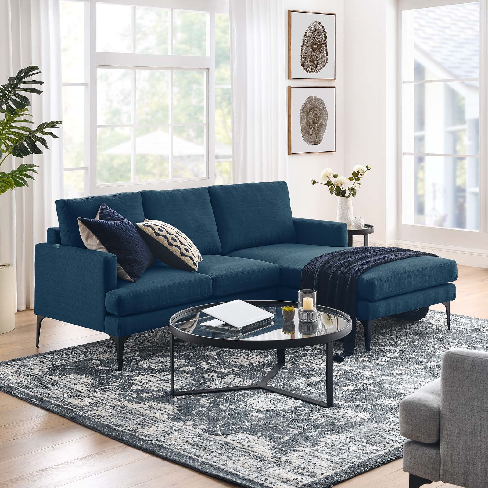 Evermore Right-Facing Upholstered Fabric Sectional Sofa - East Shore Modern Home Furnishings