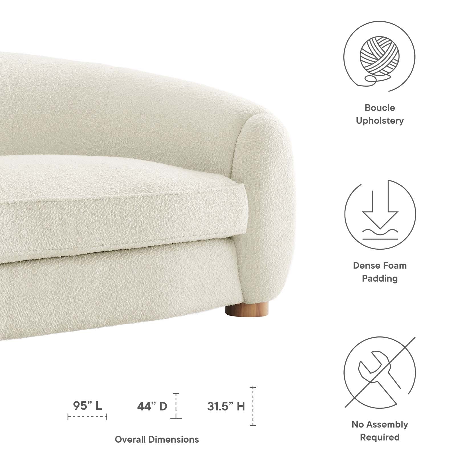Abundant Boucle Upholstered Fabric Sofa - East Shore Modern Home Furnishings