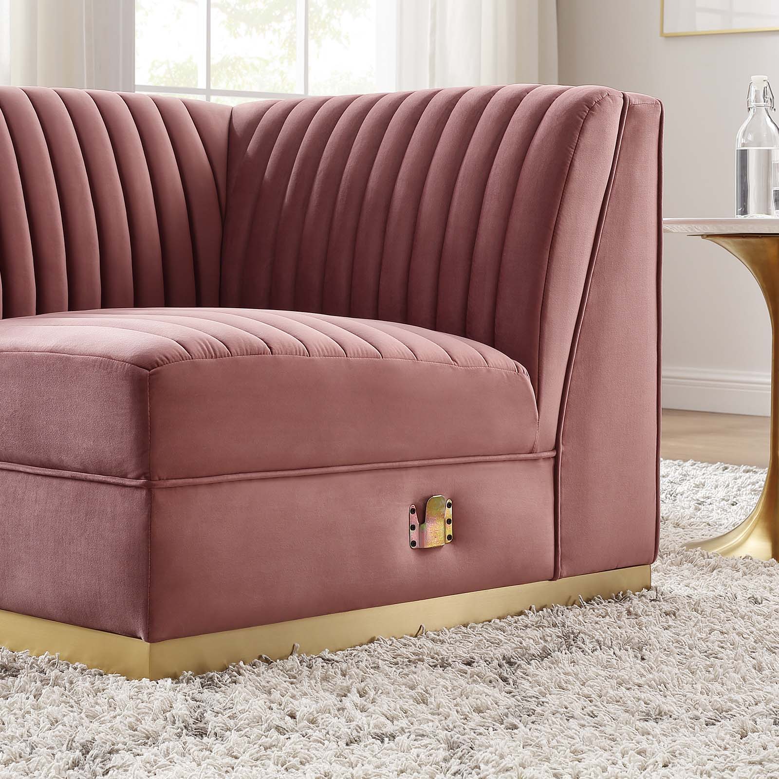 Sanguine Channel Tufted Performance Velvet Modular Sectional Sofa Right Corner Chair - East Shore Modern Home Furnishings
