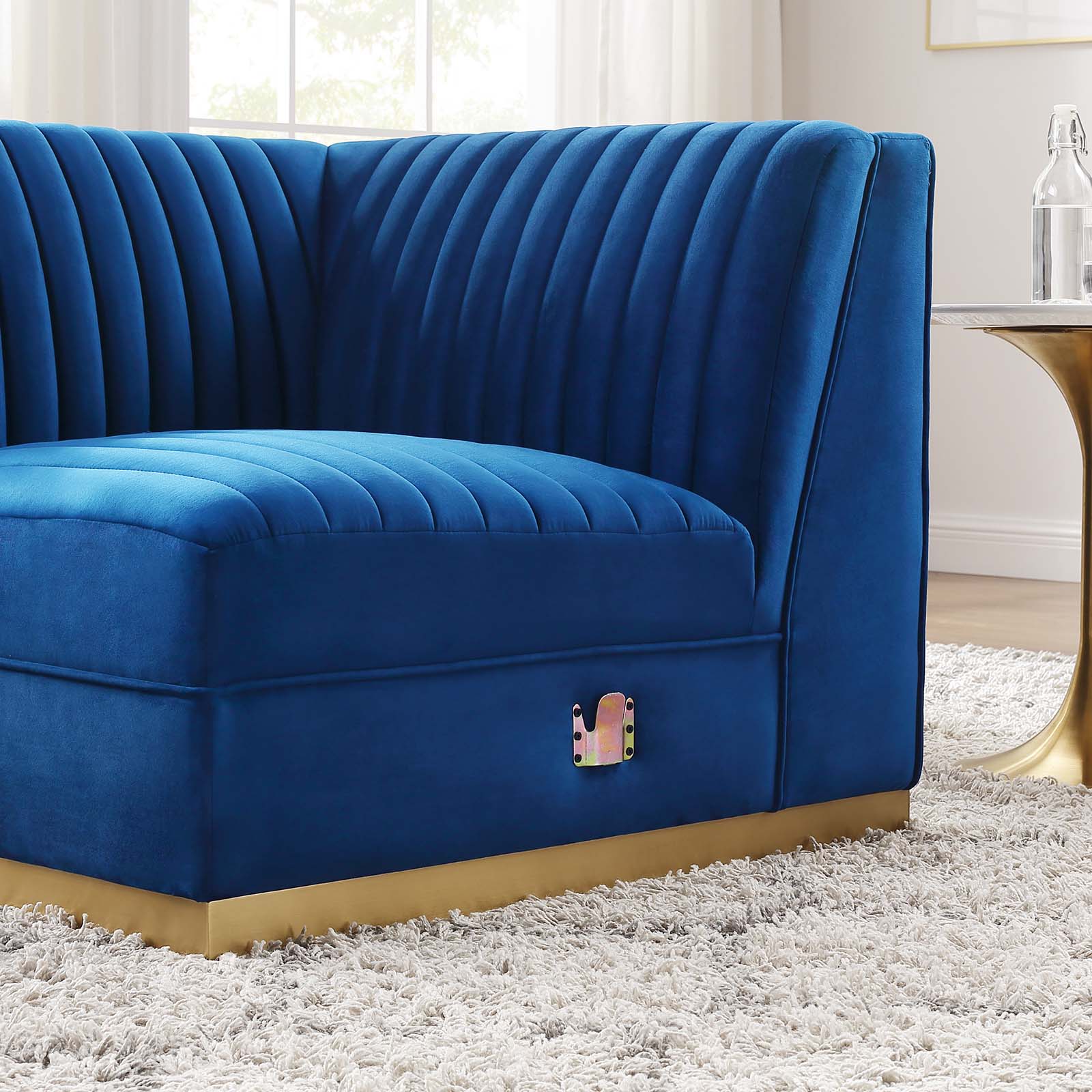 Sanguine Channel Tufted Performance Velvet Modular Sectional Sofa Right Corner Chair - East Shore Modern Home Furnishings