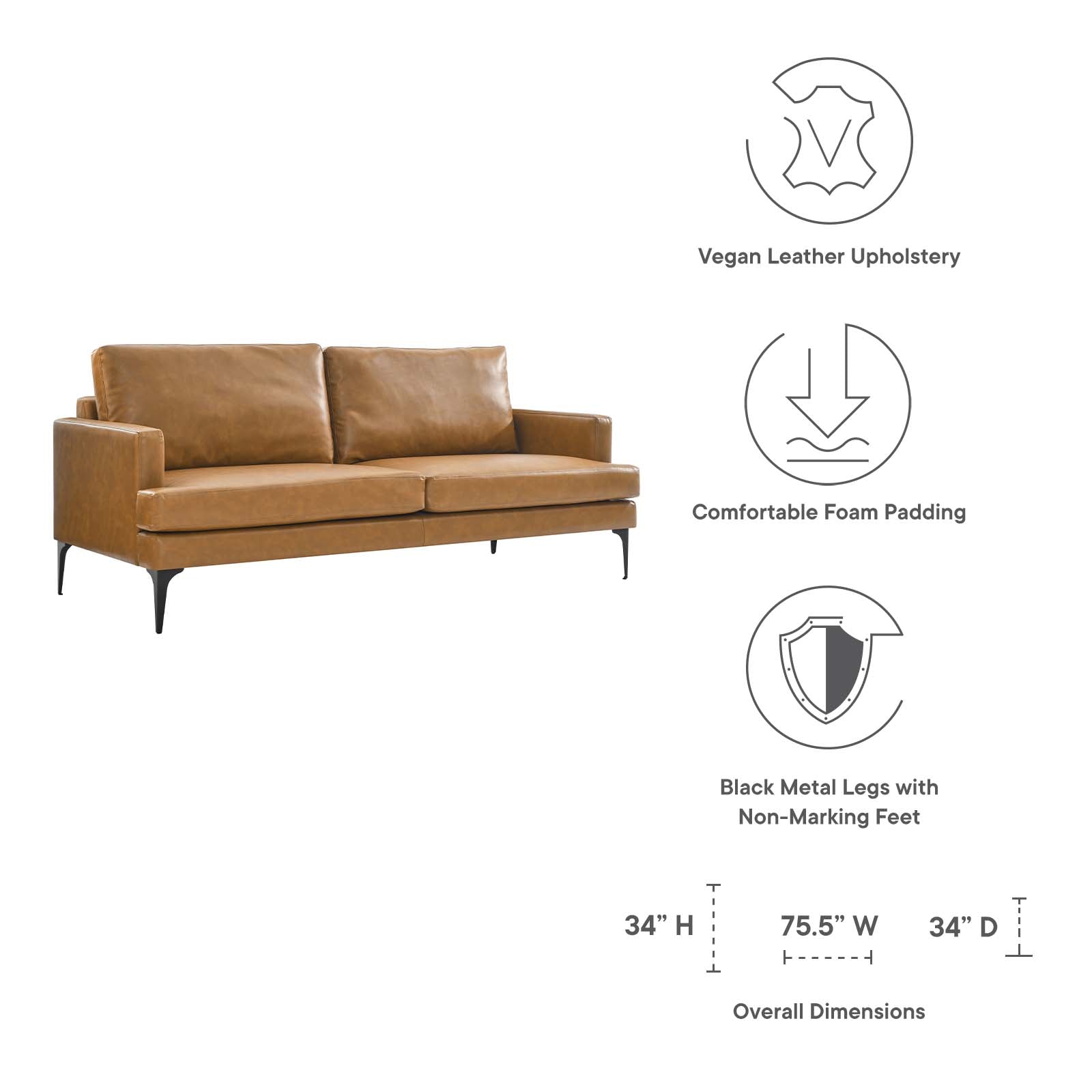 Evermore Vegan Leather Sofa - East Shore Modern Home Furnishings