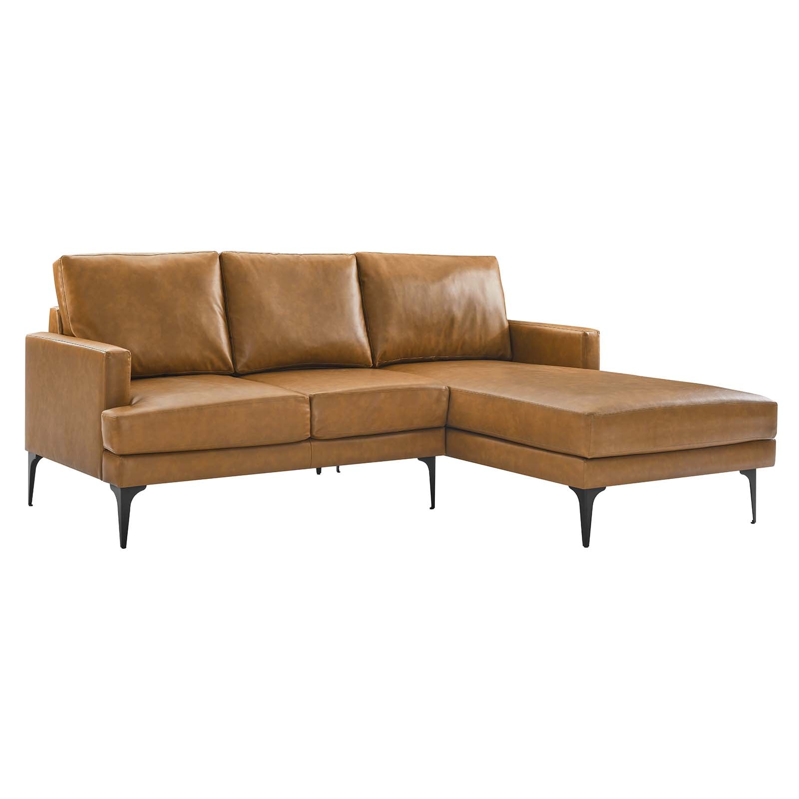 Evermore Right-Facing Vegan Leather Sectional Sofa