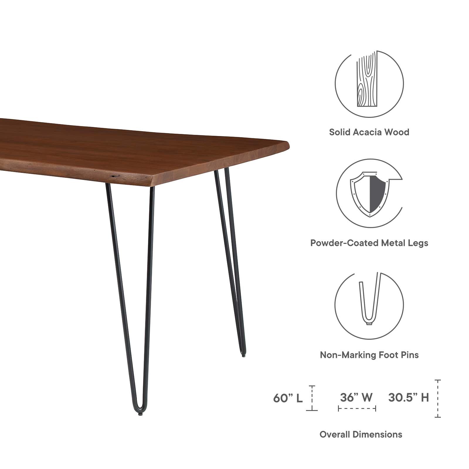 Ardor 60" Live Edge Acacia Wood Dining Table