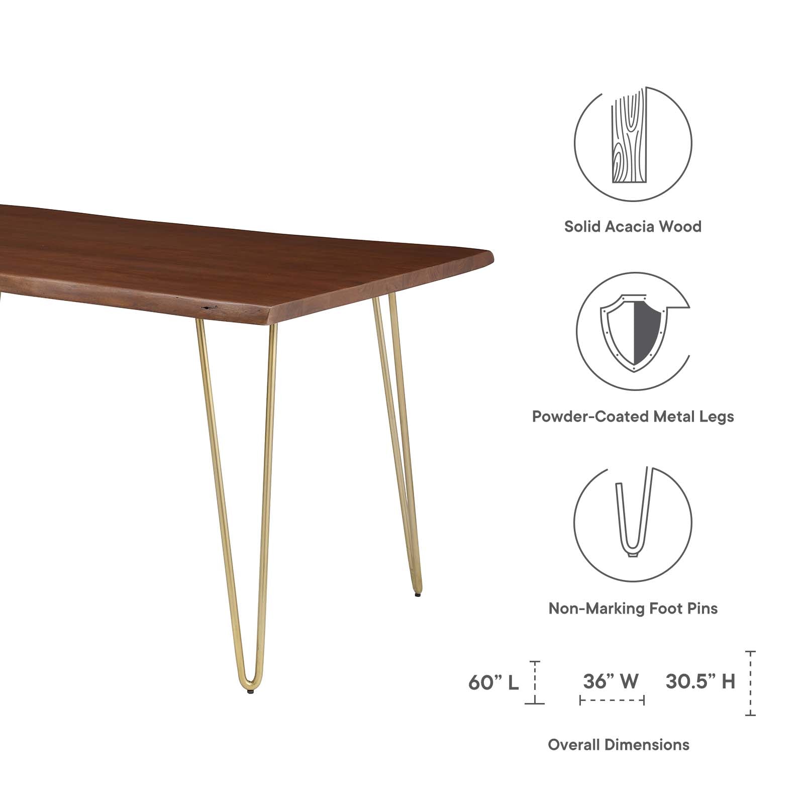 Ardor 60" Live Edge Acacia Wood Dining Table