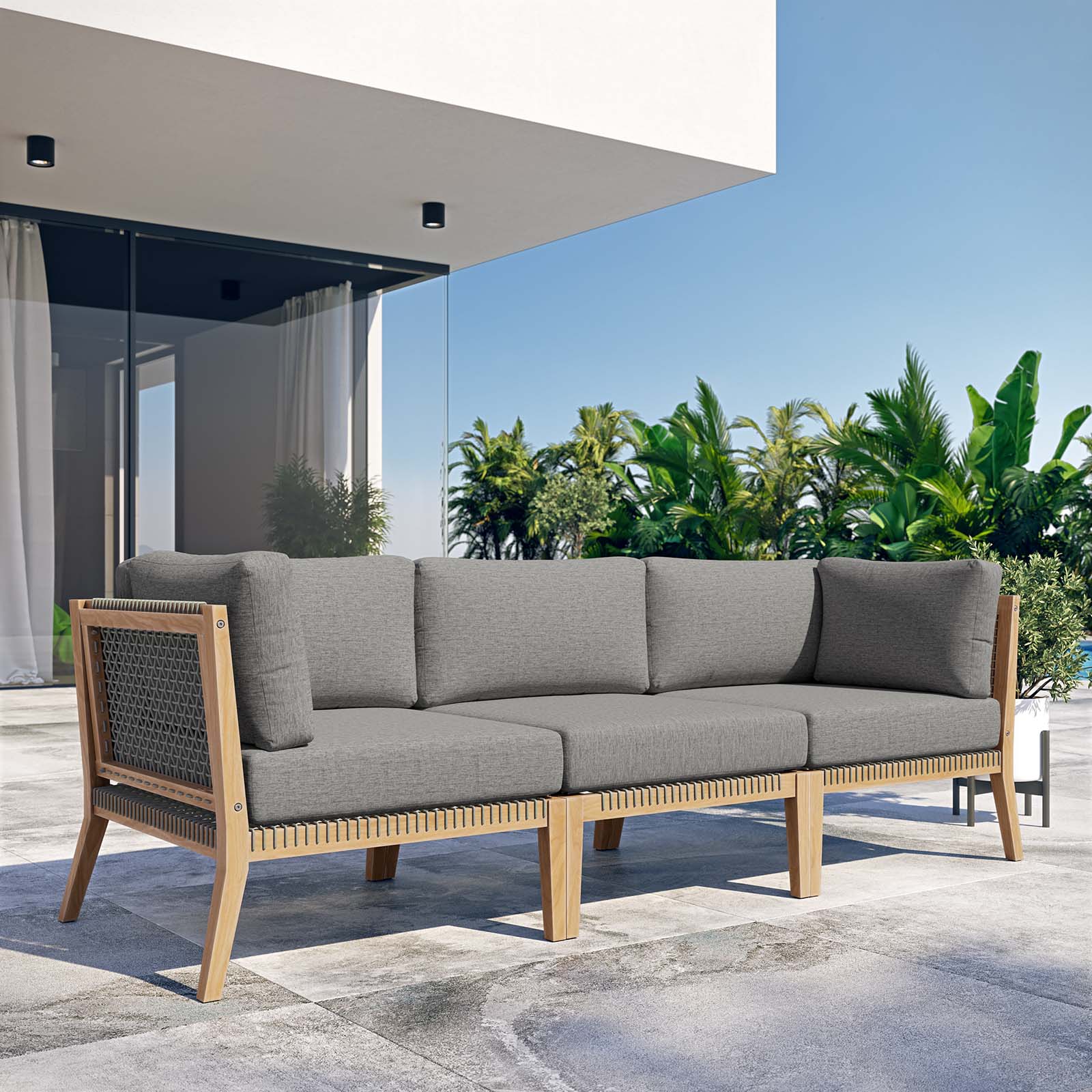 Clearwater Outdoor Patio Teak Wood Sofa - East Shore Modern Home Furnishings