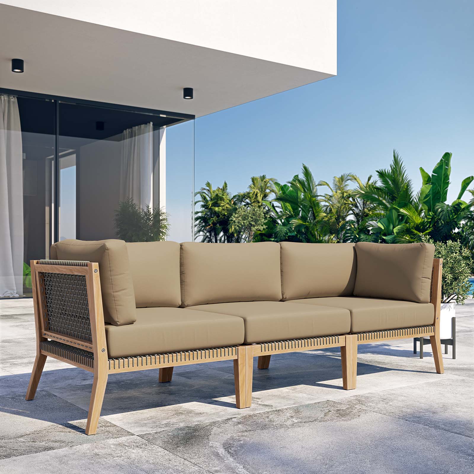 Clearwater Outdoor Patio Teak Wood Sofa - East Shore Modern Home Furnishings