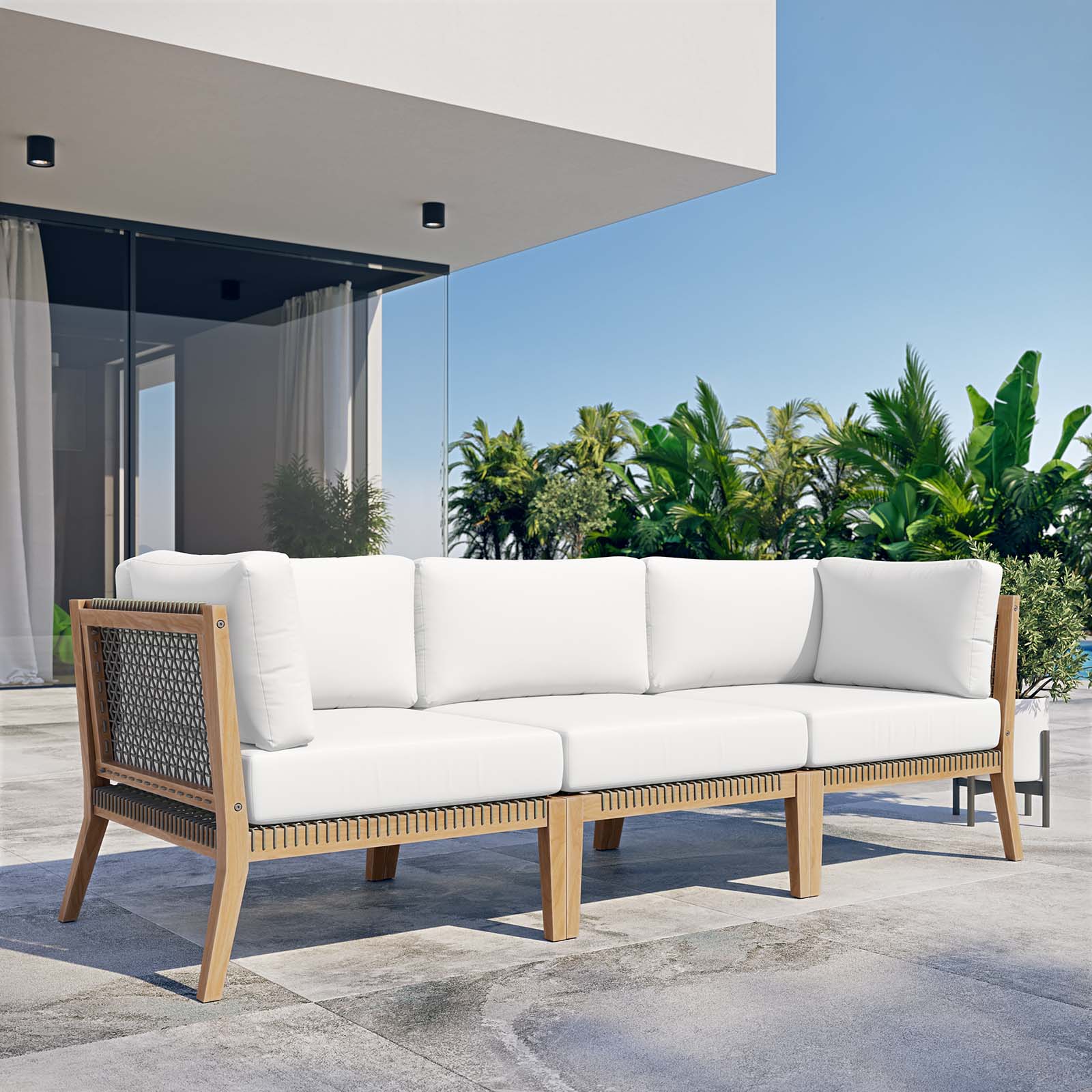 Clearwater Outdoor Patio Teak Wood Sofa - East Shore Modern Home Furnishings