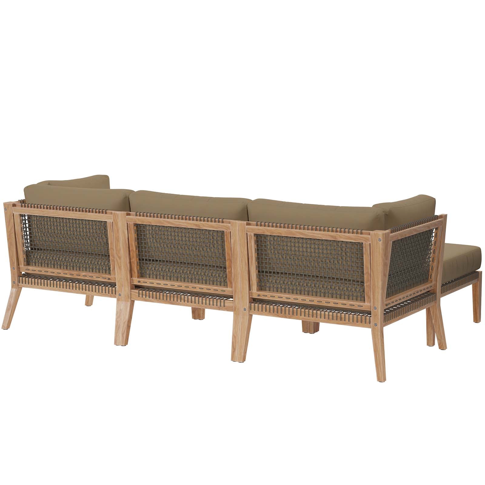 Clearwater Outdoor Patio Teak Wood 4-Piece Sectional Sofa - East Shore Modern Home Furnishings