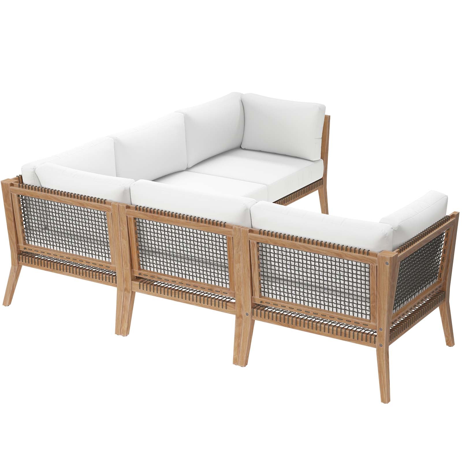 Clearwater Outdoor Patio Teak Wood 5-Piece Sectional Sofa - East Shore Modern Home Furnishings