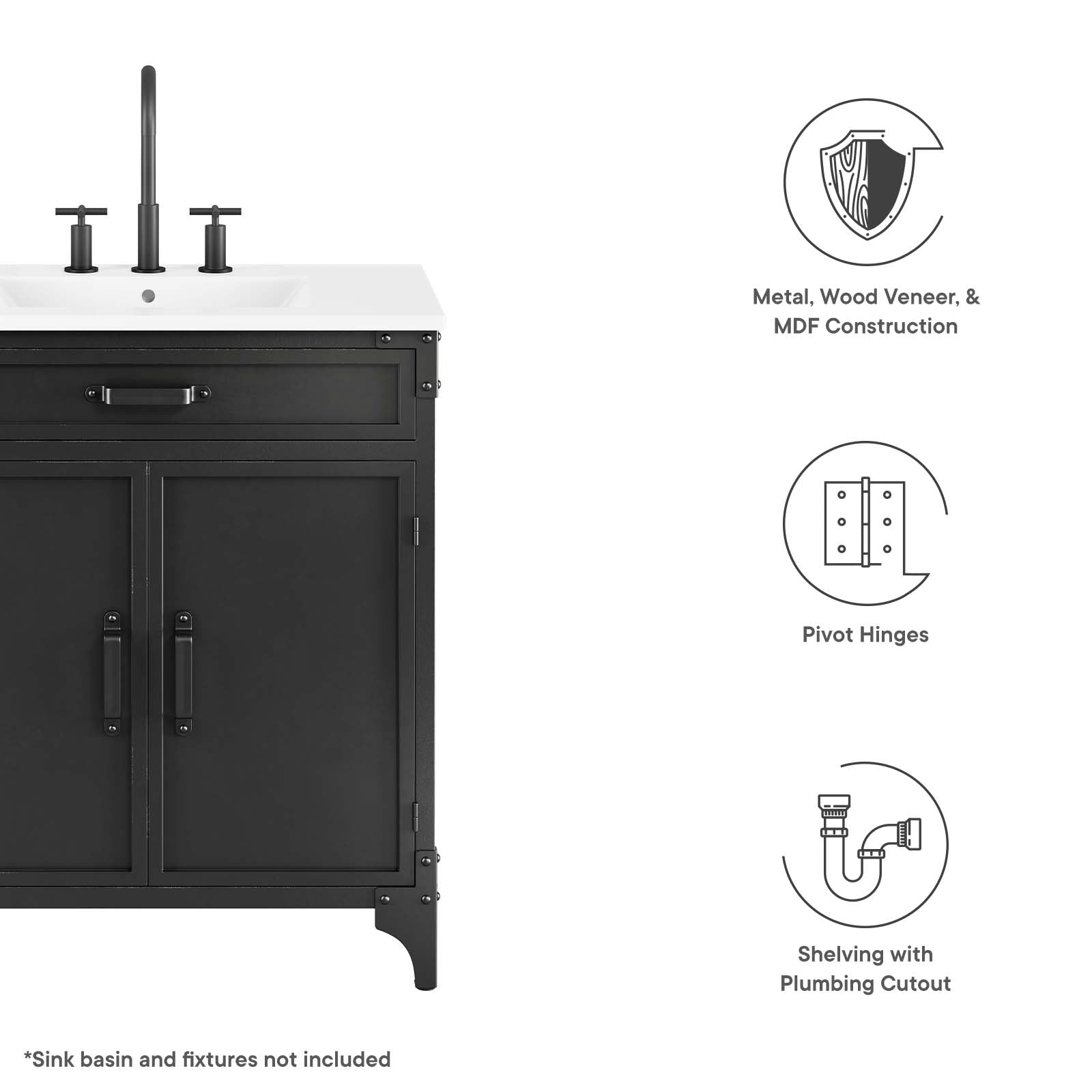 Steamforge 30" Bathroom Vanity Cabinet (Sink Basin Not Included) - East Shore Modern Home Furnishings