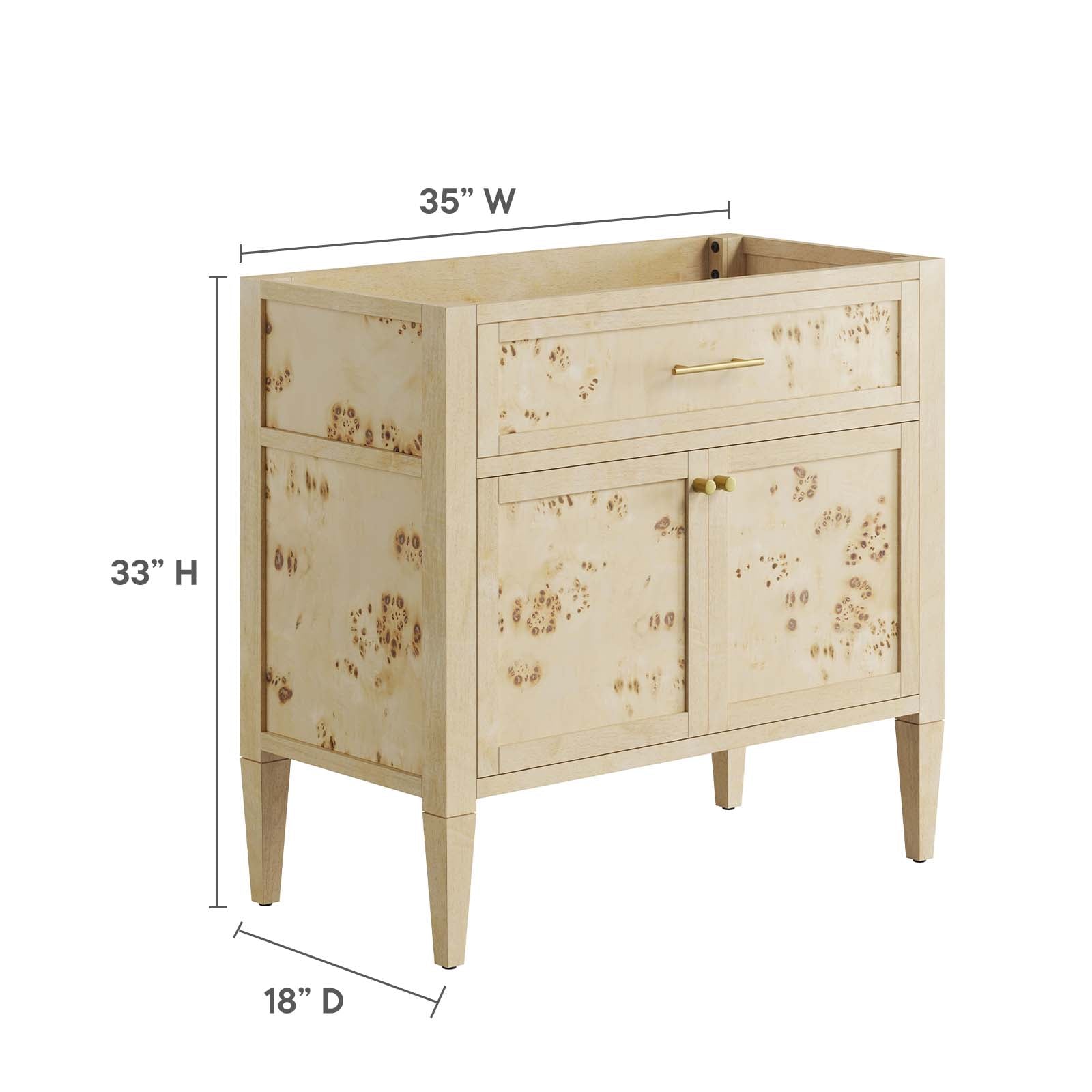 Elysian 36" Wood Bathroom Vanity Cabinet (Sink Basin Not Included)