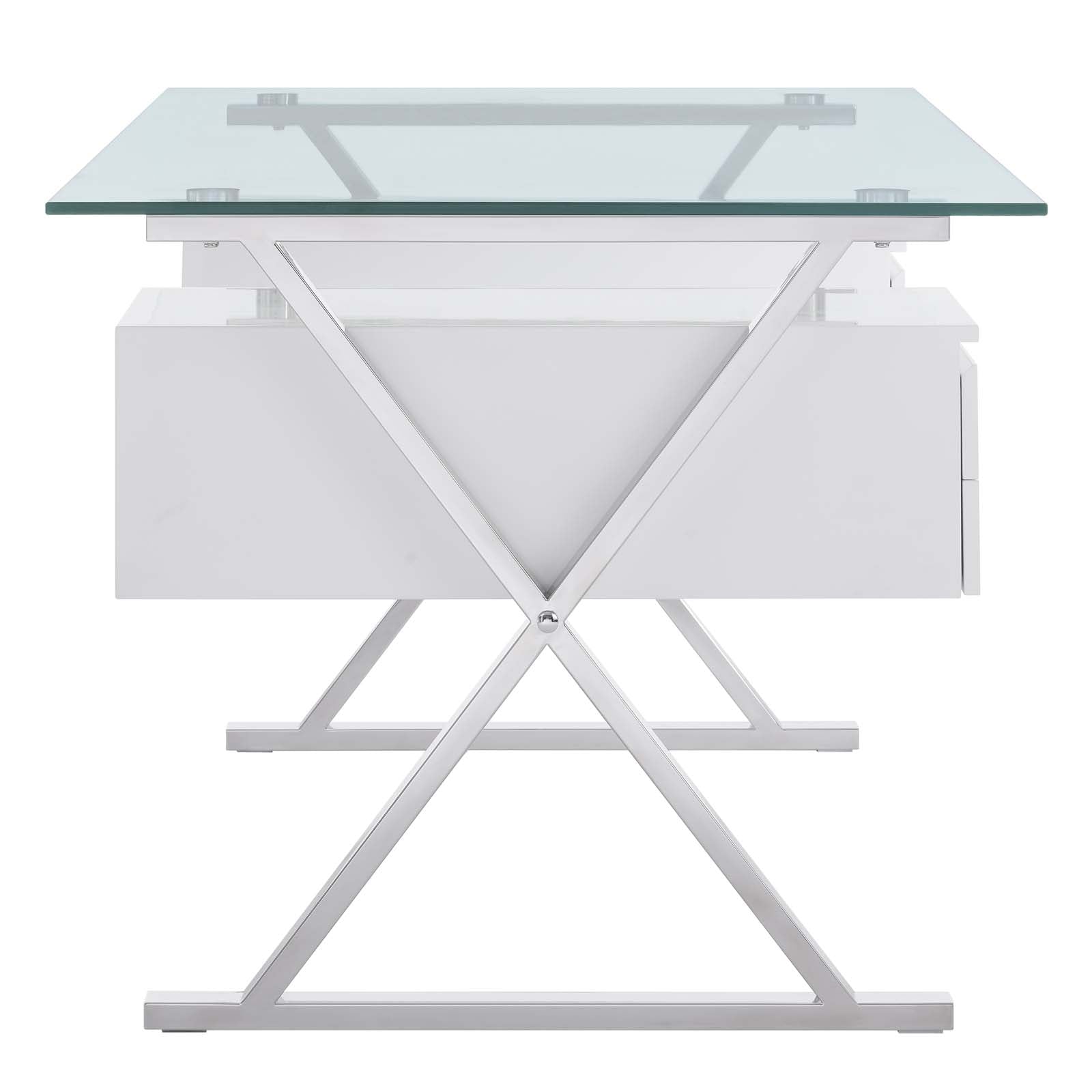 Sector 71" Glass Top Glass Office Desk - East Shore Modern Home Furnishings