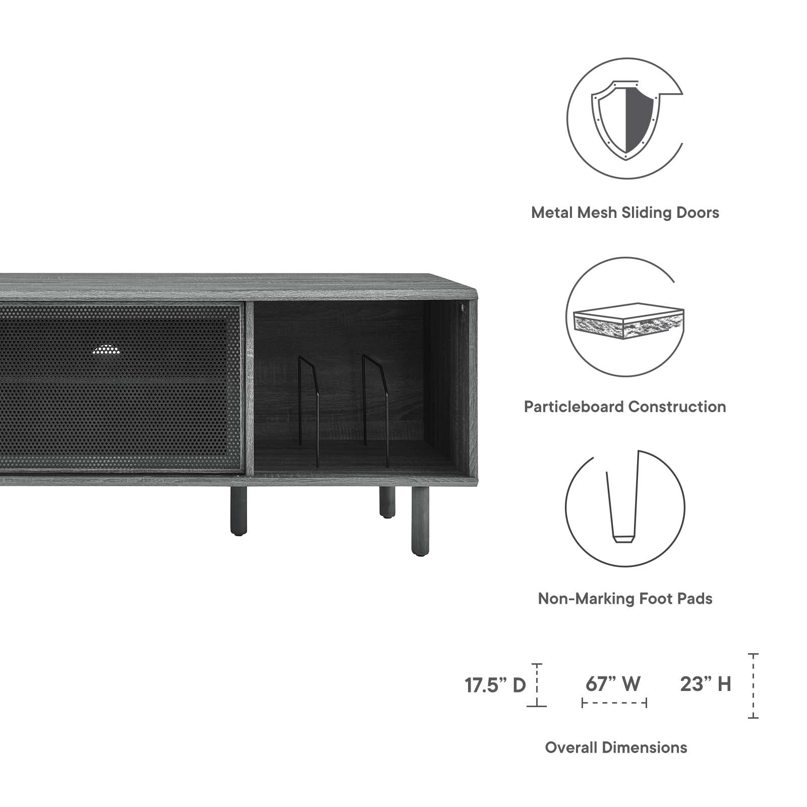 Kurtis 67" TV and Vinyl Record Stand - East Shore Modern Home Furnishings