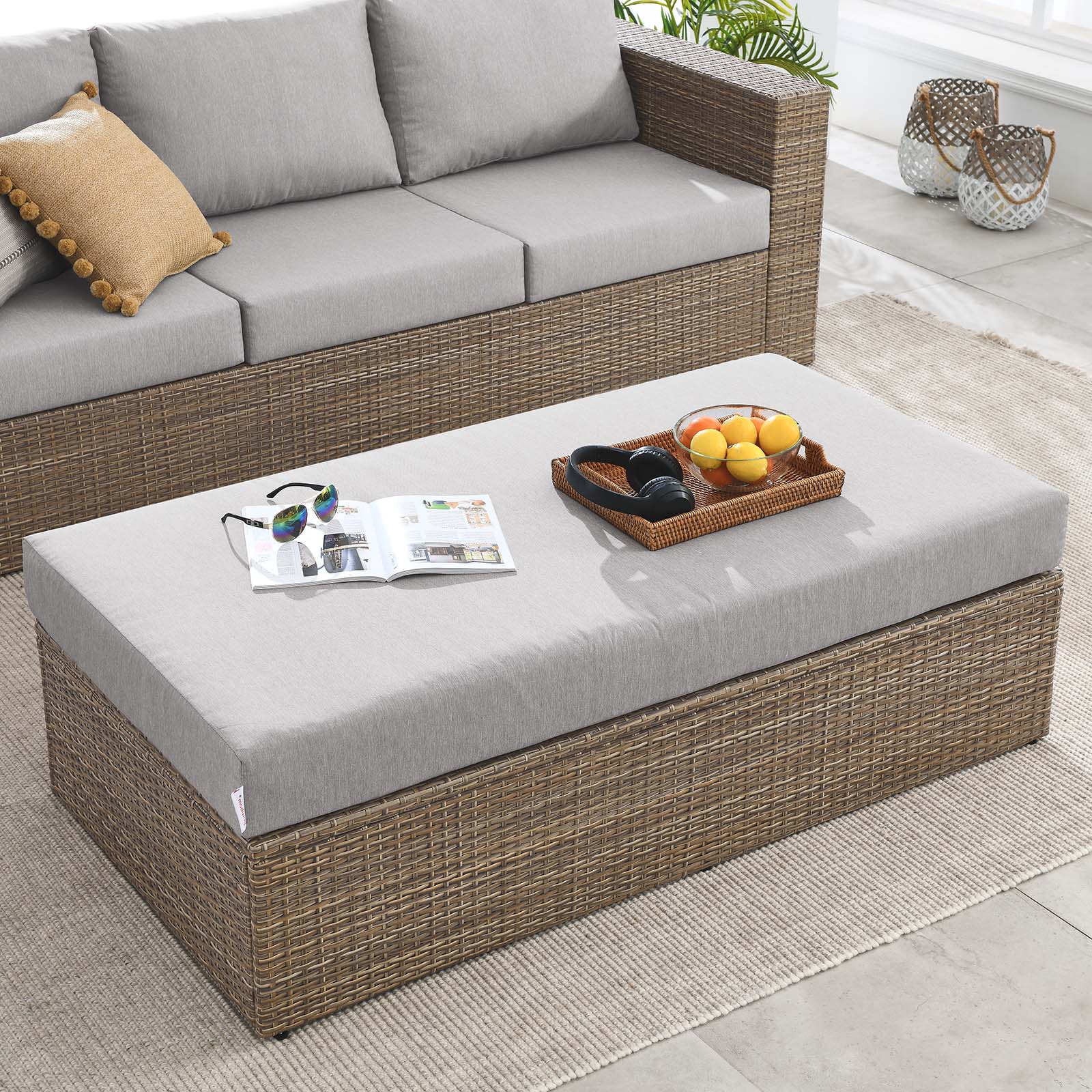 Convene Outdoor Patio Outdoor Patio Rectangle Ottoman - East Shore Modern Home Furnishings