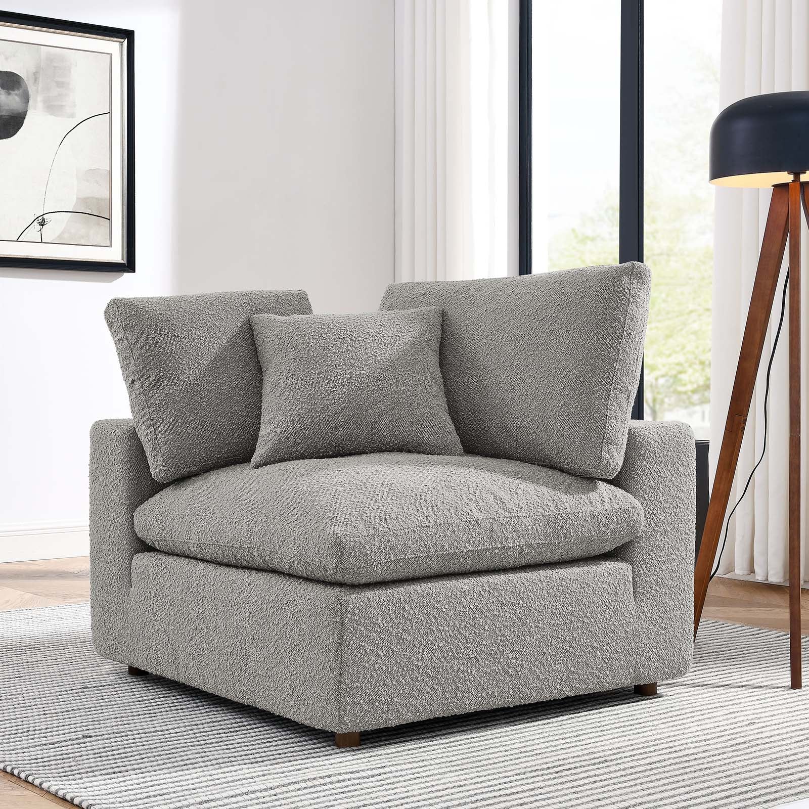 Commix Down Filled Overstuffed Boucle Fabric Corner Chair - East Shore Modern Home Furnishings