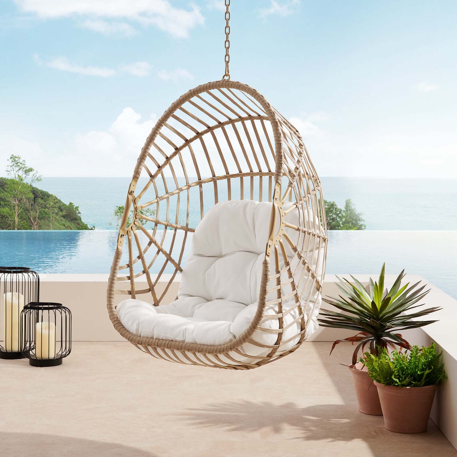 Amalie Wicker Rattan Outdoor Patio Rattan Swing Chair without Stand - East Shore Modern Home Furnishings