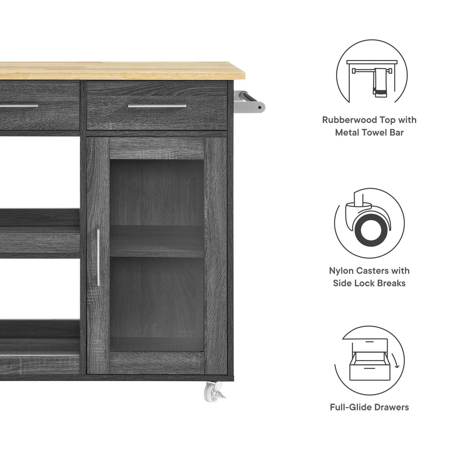 Culinary Kitchen Cart With Towel Bar - East Shore Modern Home Furnishings
