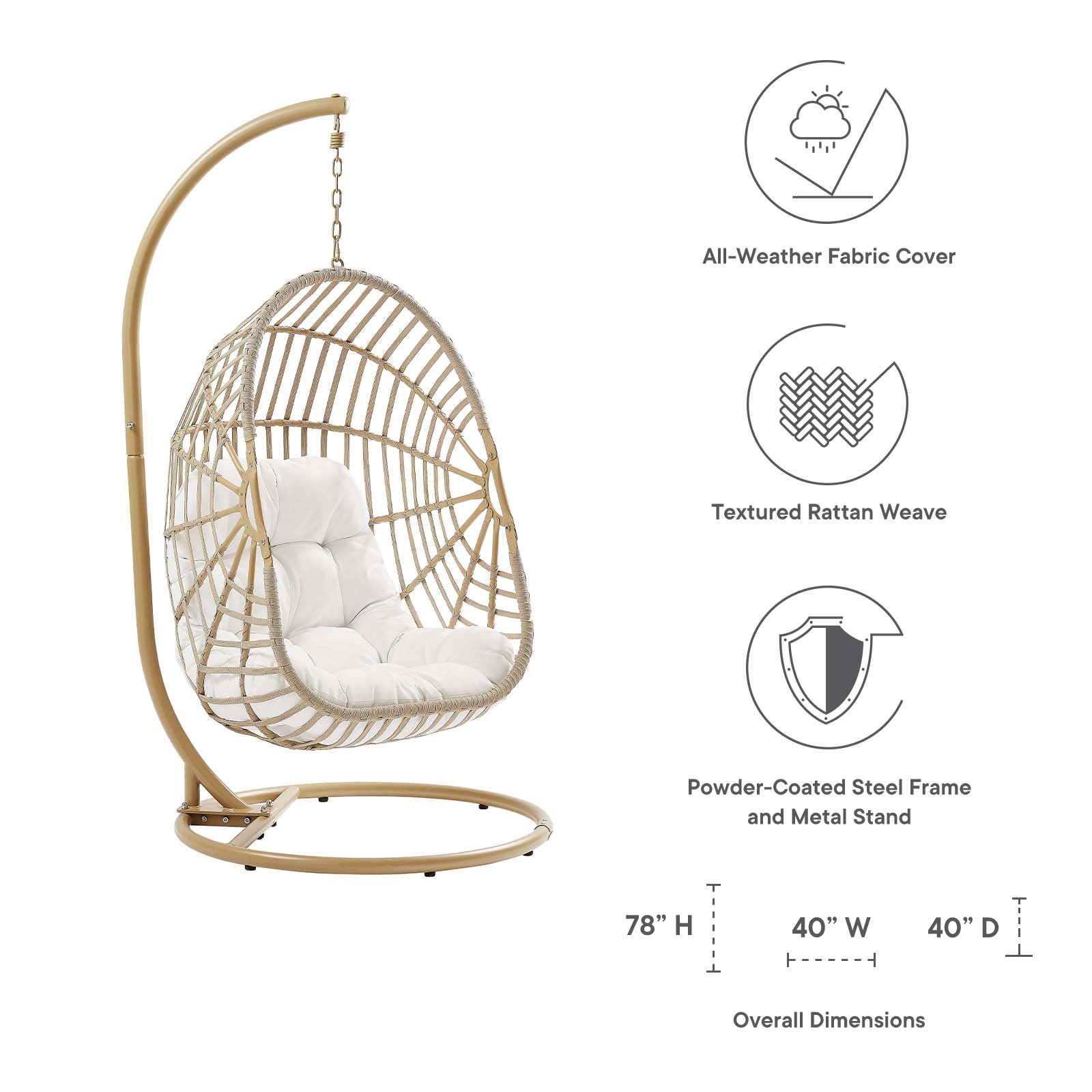 Amalie Wicker Rattan Outdoor Patio Rattan Swing Chair - East Shore Modern Home Furnishings