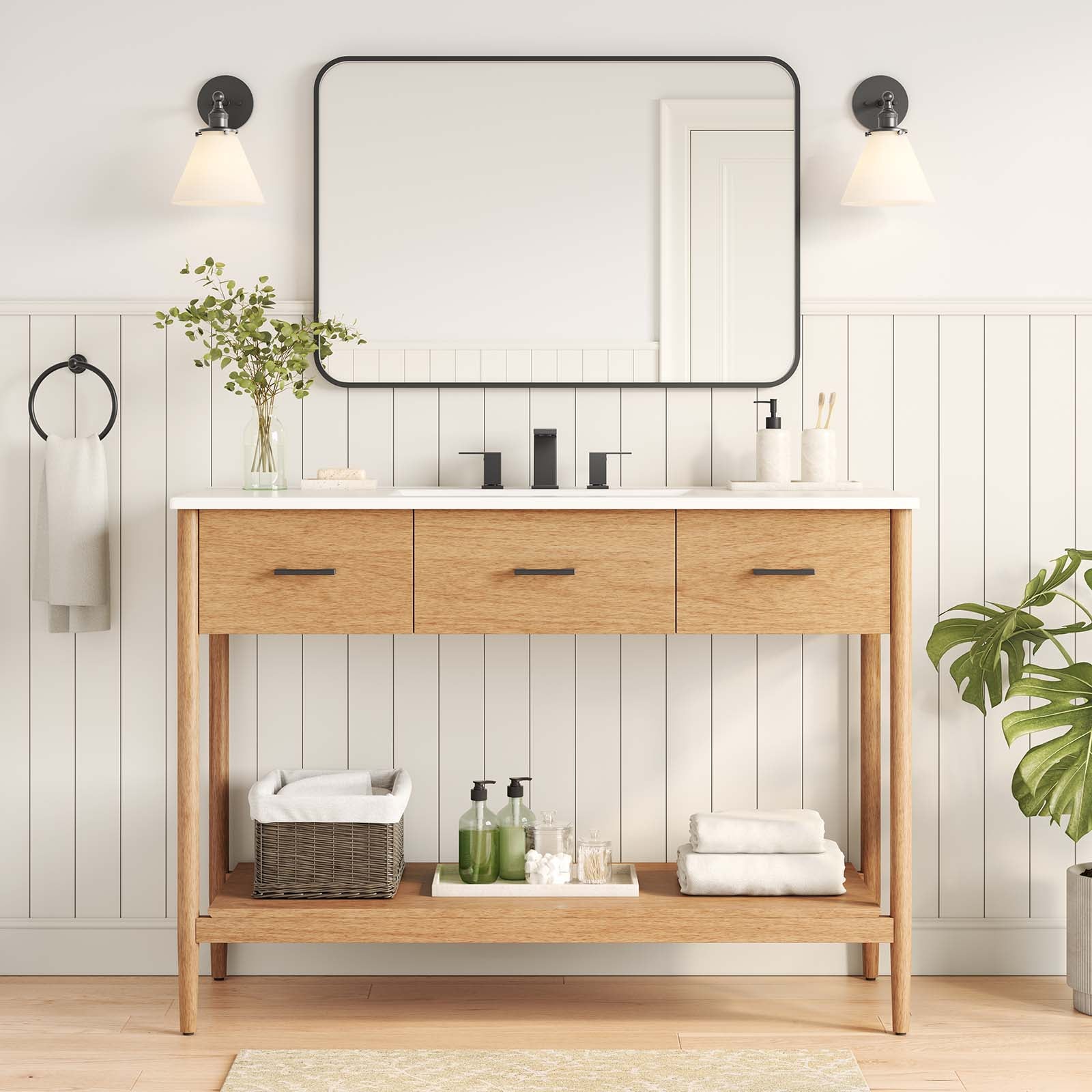 Zaire 48” Single Sink Compatible Bathroom Vanity Cabinet (Sink Basin Not Included)