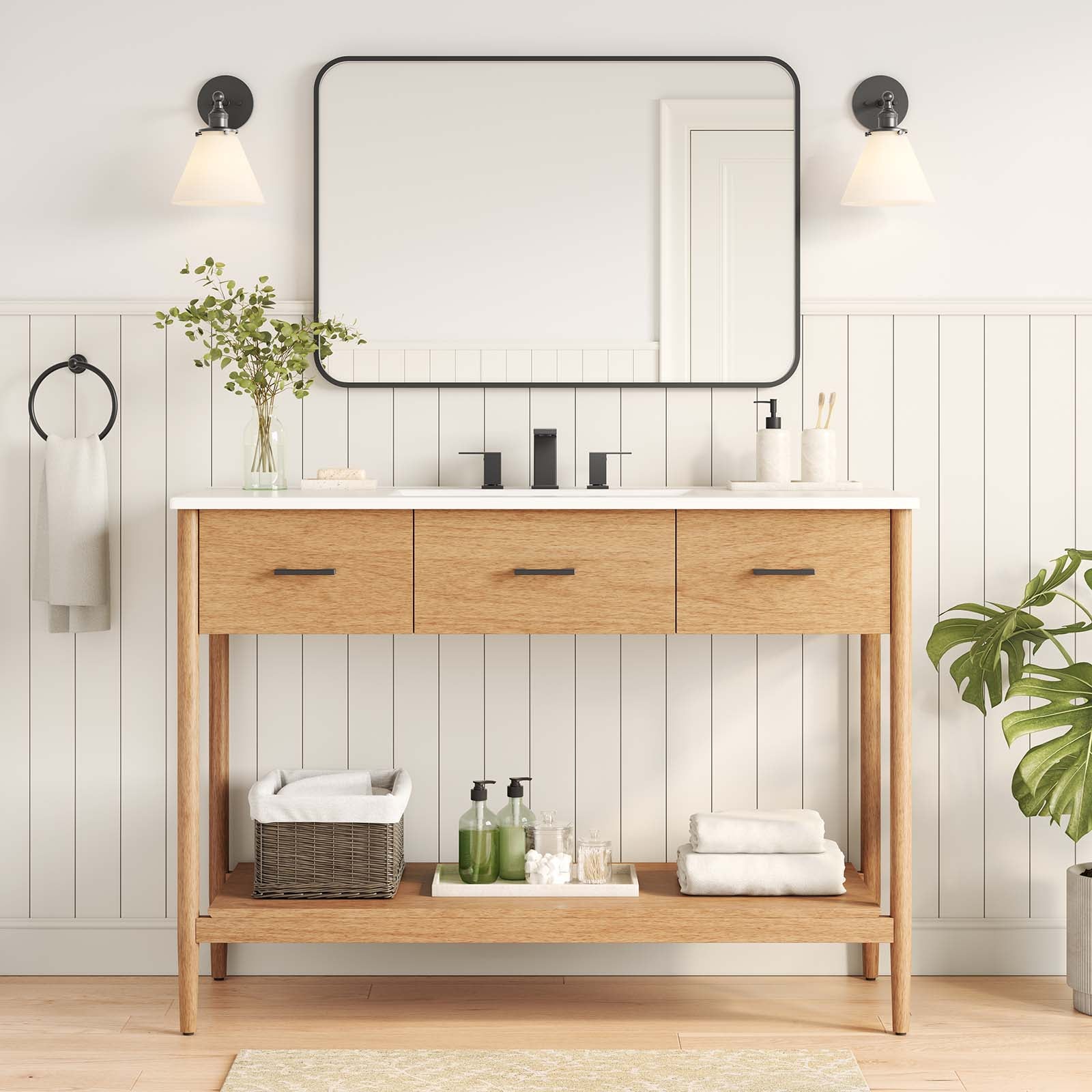 Zaire 48” Single Sink Compatible Bathroom Vanity Cabinet (Sink Basin Not Included) - East Shore Modern Home Furnishings