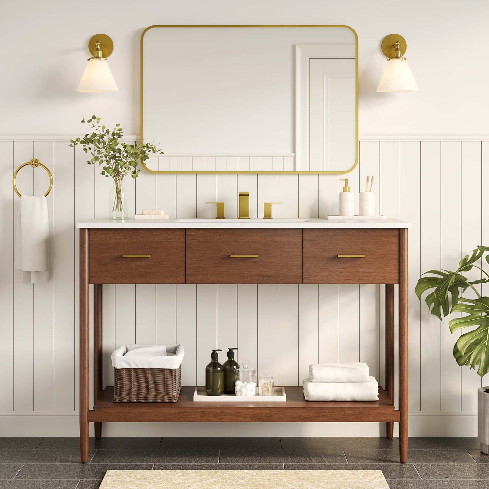 Zaire 48” Single Sink Compatible Bathroom Vanity Cabinet (Sink Basin Not Included) - East Shore Modern Home Furnishings