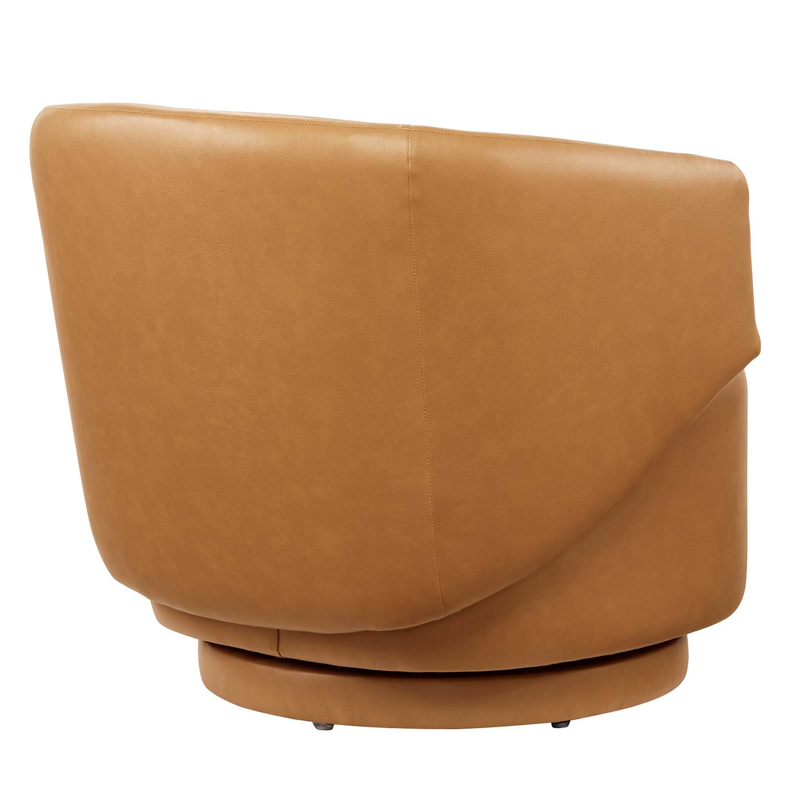 Celestia Vegan Leather Fabric and Wood Swivel Chair - East Shore Modern Home Furnishings