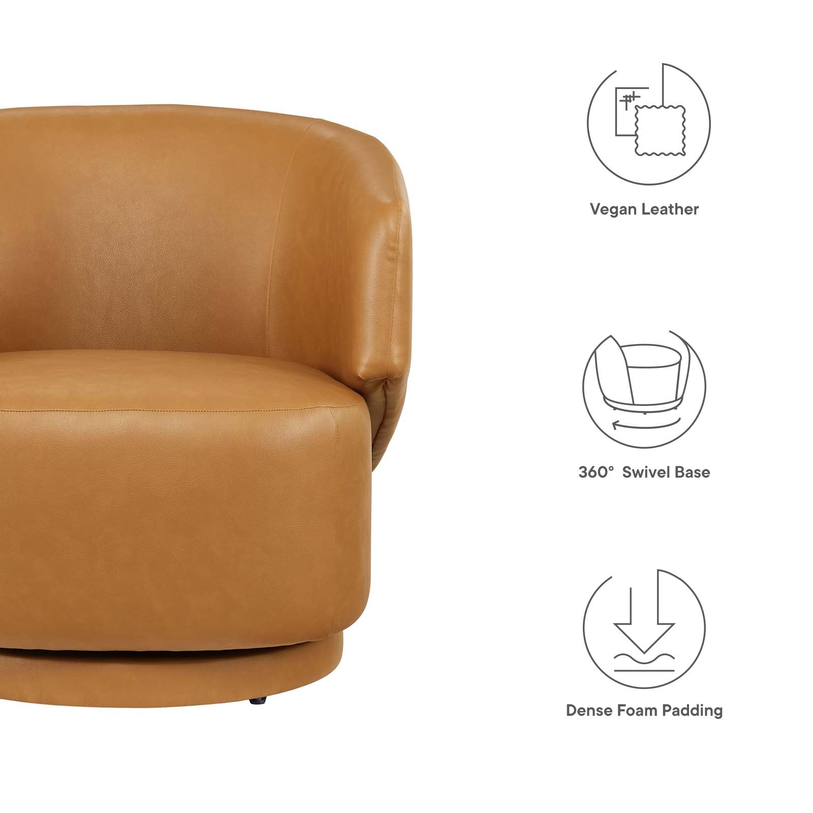 Celestia Vegan Leather Fabric and Wood Swivel Chair - East Shore Modern Home Furnishings