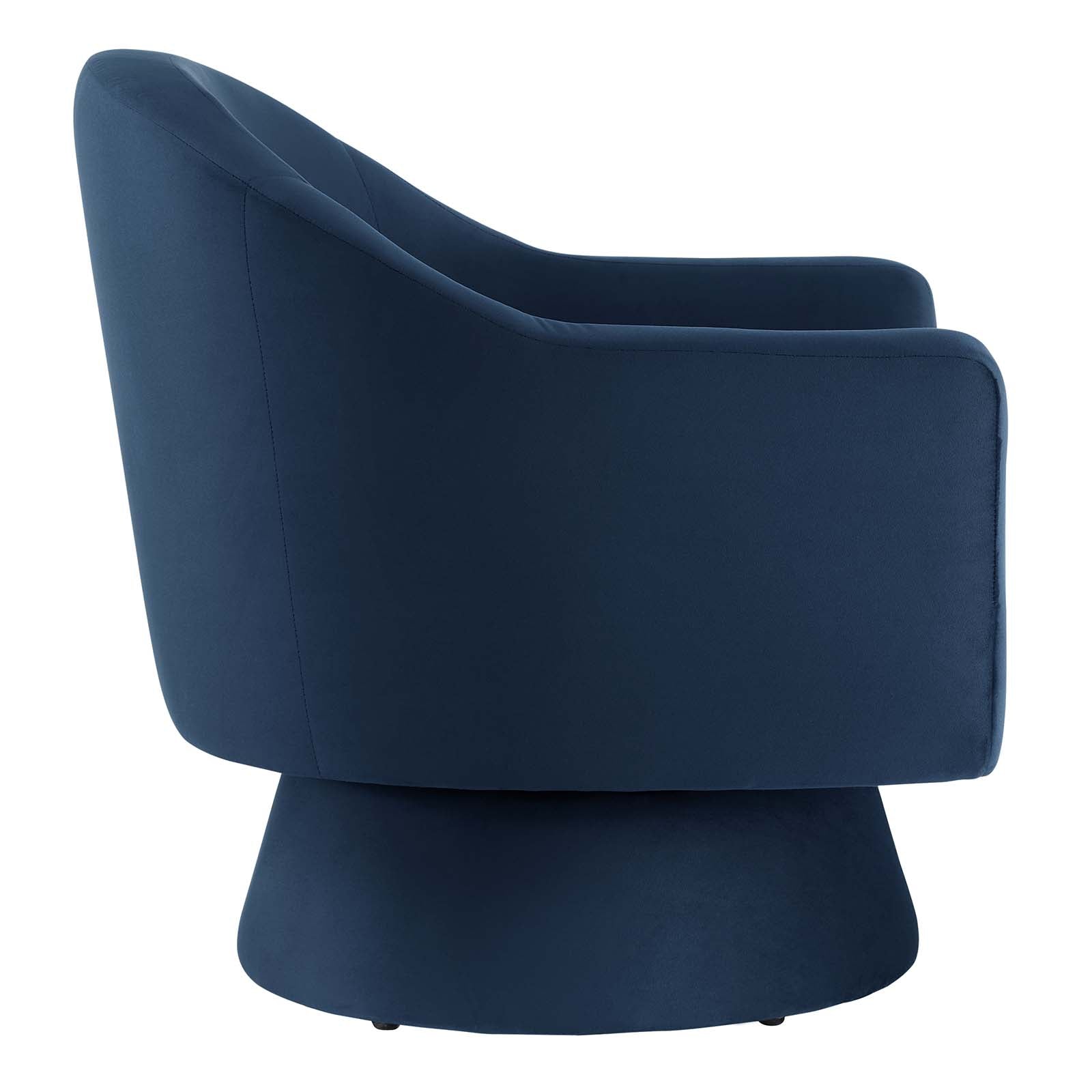 Astral Performance Velvet Fabric and Wood Swivel Chair - East Shore Modern Home Furnishings