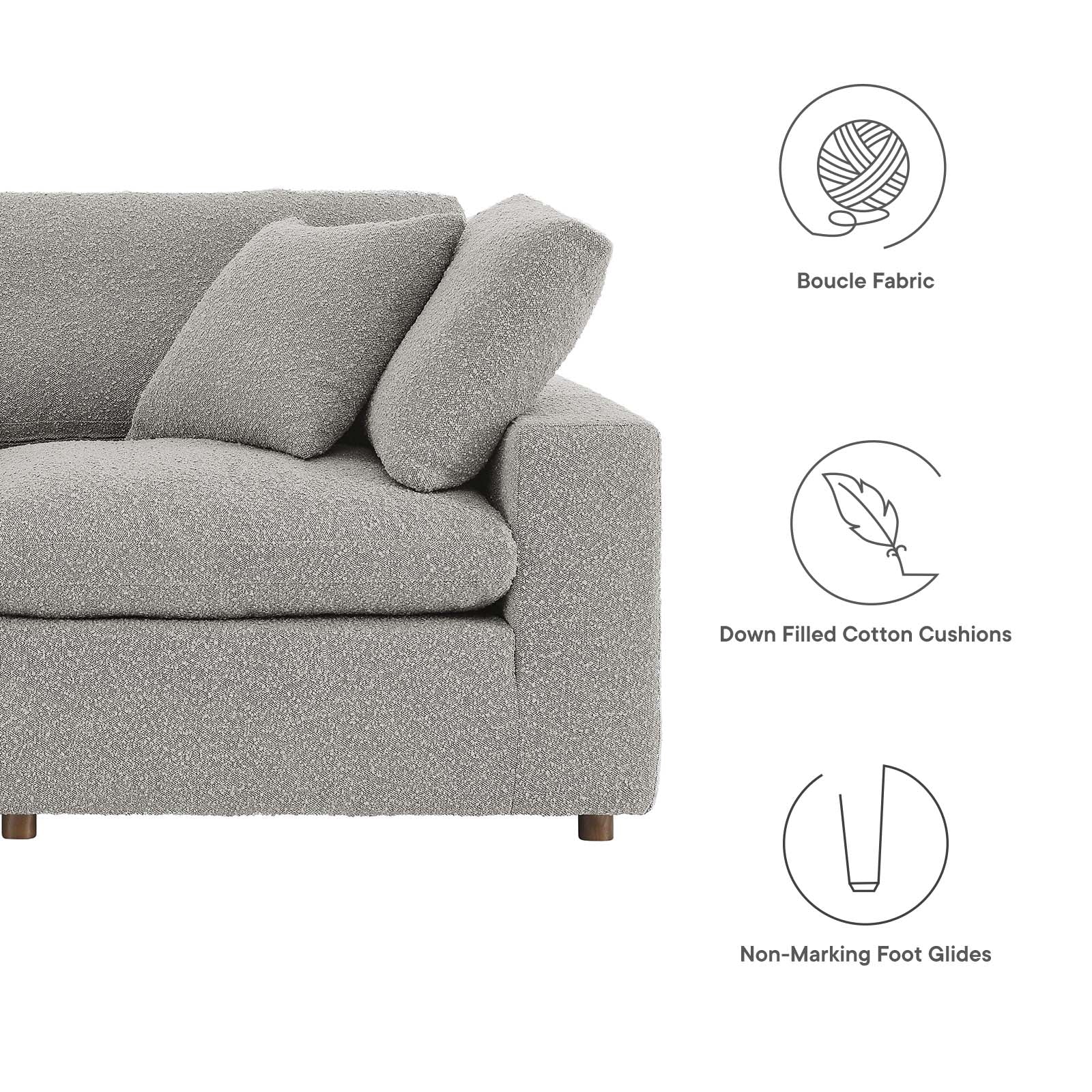 Commix Down Filled Overstuffed Boucle Fabric 3-Seater Sofa - East Shore Modern Home Furnishings