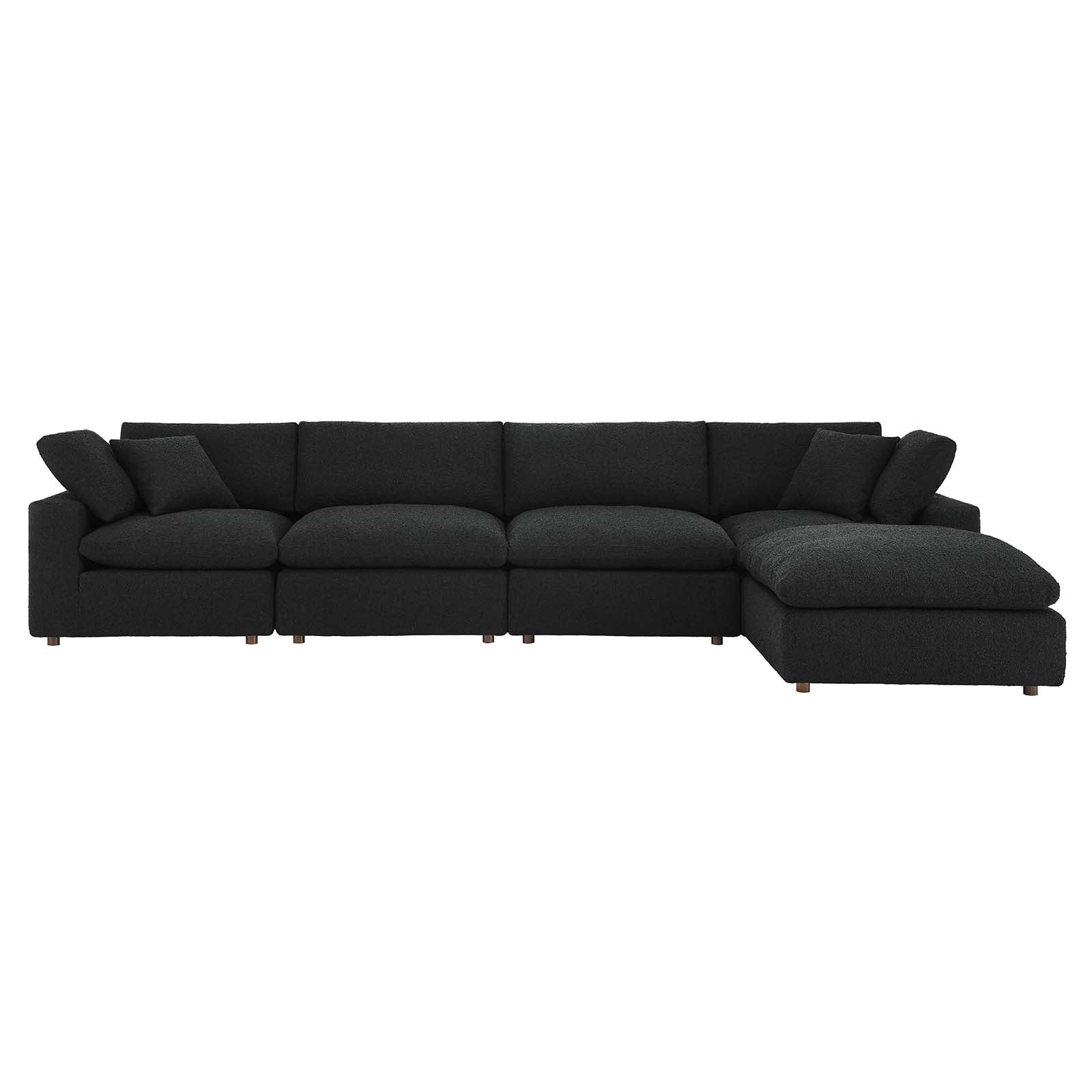 Commix Down Filled Overstuffed Boucle Fabric 5-Piece Sectional Sofa - East Shore Modern Home Furnishings