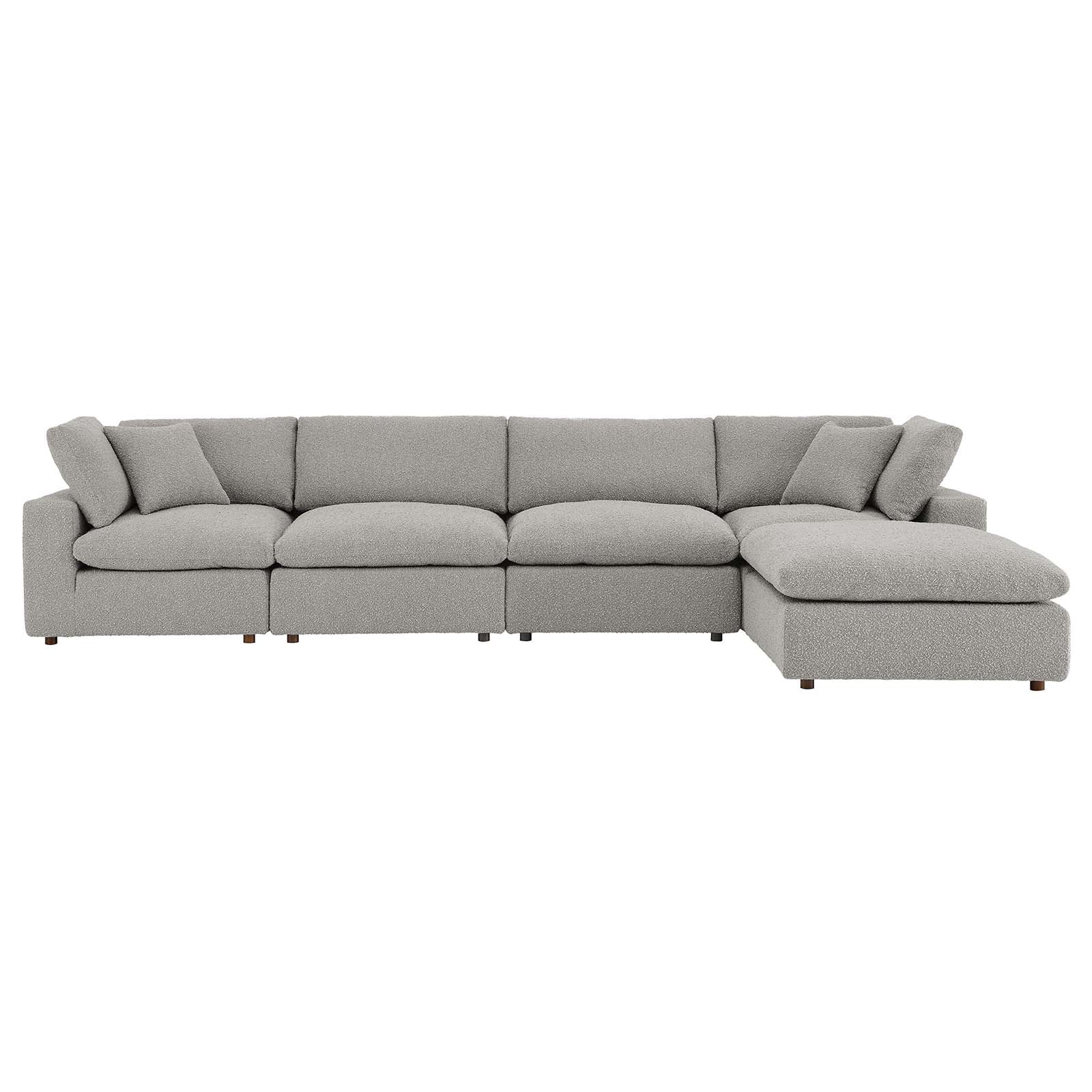 Commix Down Filled Overstuffed Boucle Fabric 5-Piece Sectional Sofa - East Shore Modern Home Furnishings
