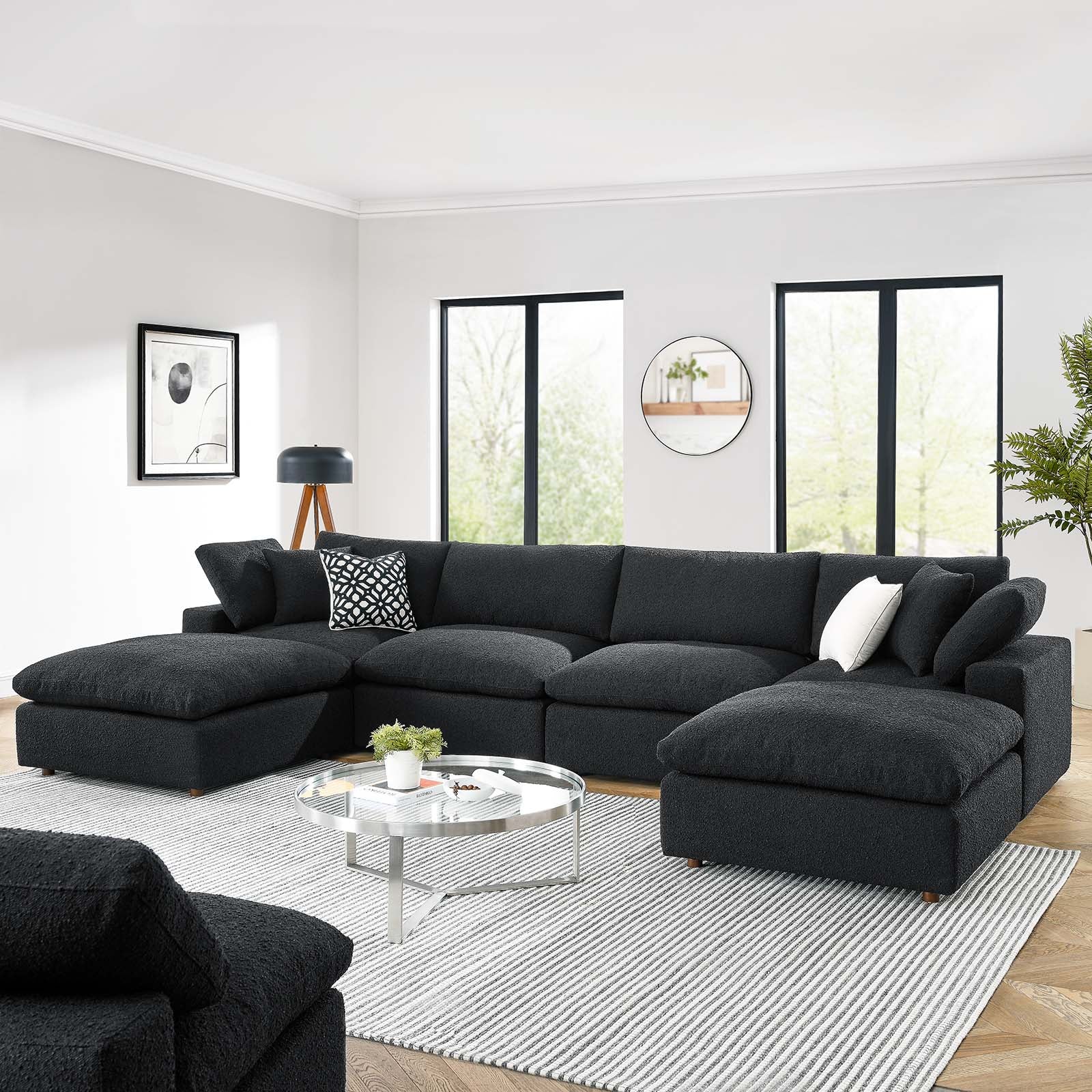 Commix Down Filled Overstuffed Boucle 6-Piece Sectional Sofa - East Shore Modern Home Furnishings