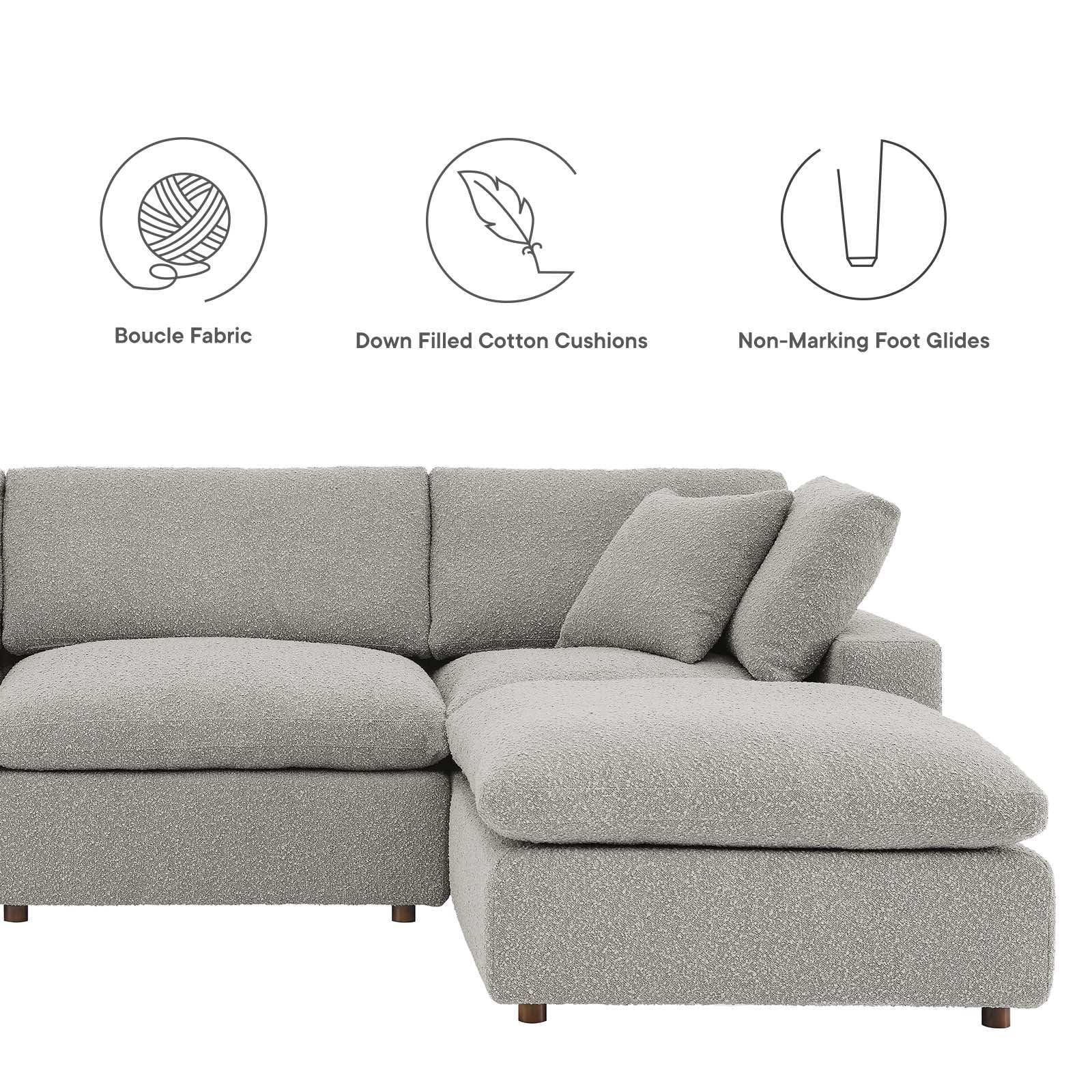 Commix Down Filled Overstuffed Boucle 7-Piece Sectional Sofa - East Shore Modern Home Furnishings