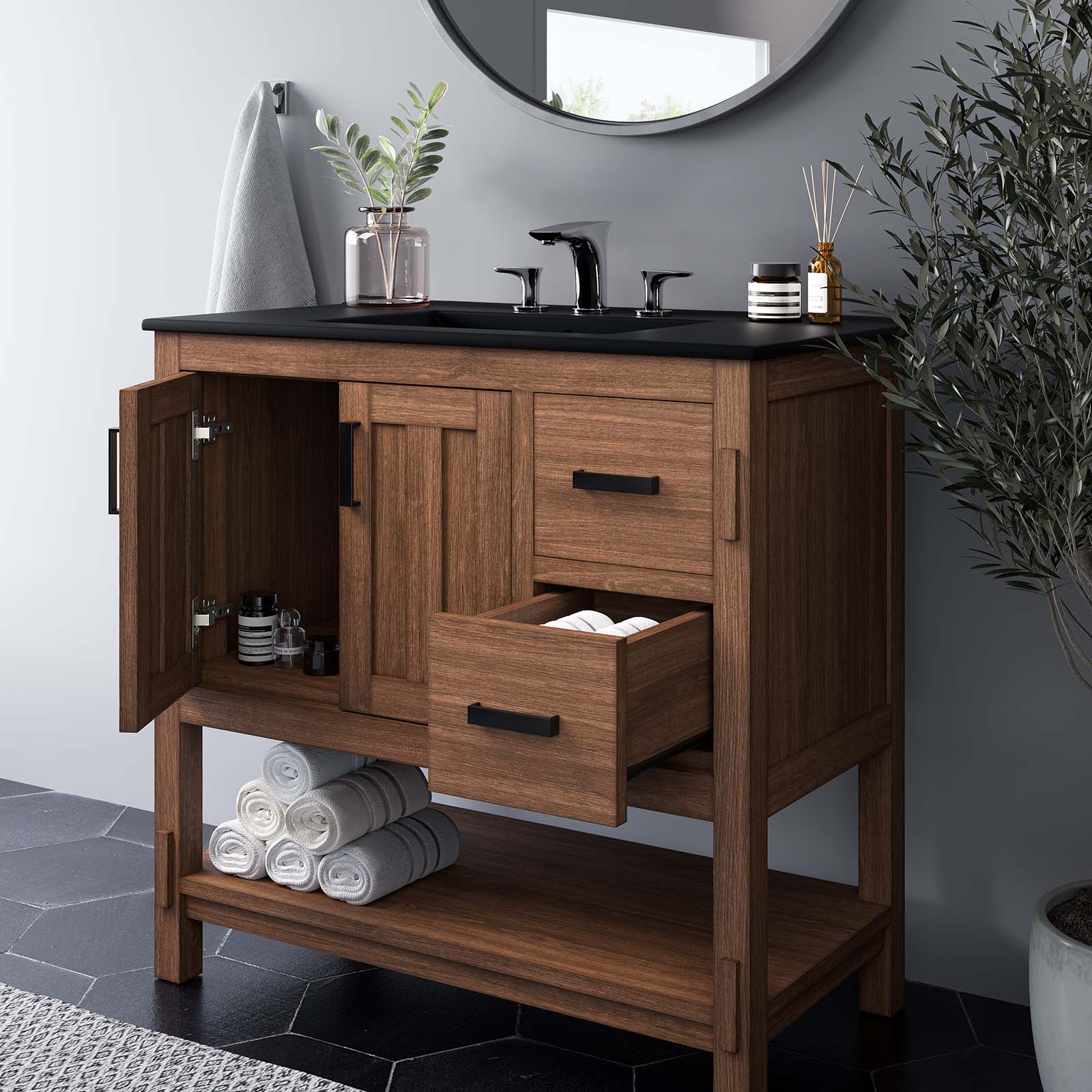 Ashlyn 36” Wood Bathroom Vanity Cabinet (Sink Basin Not Included) - East Shore Modern Home Furnishings
