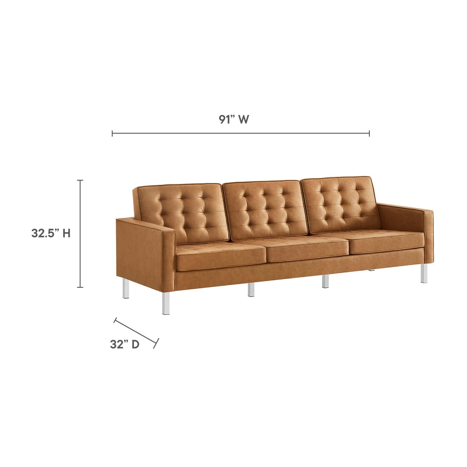Loft Tufted Vegan Leather Sofa and Ottoman Set - East Shore Modern Home Furnishings