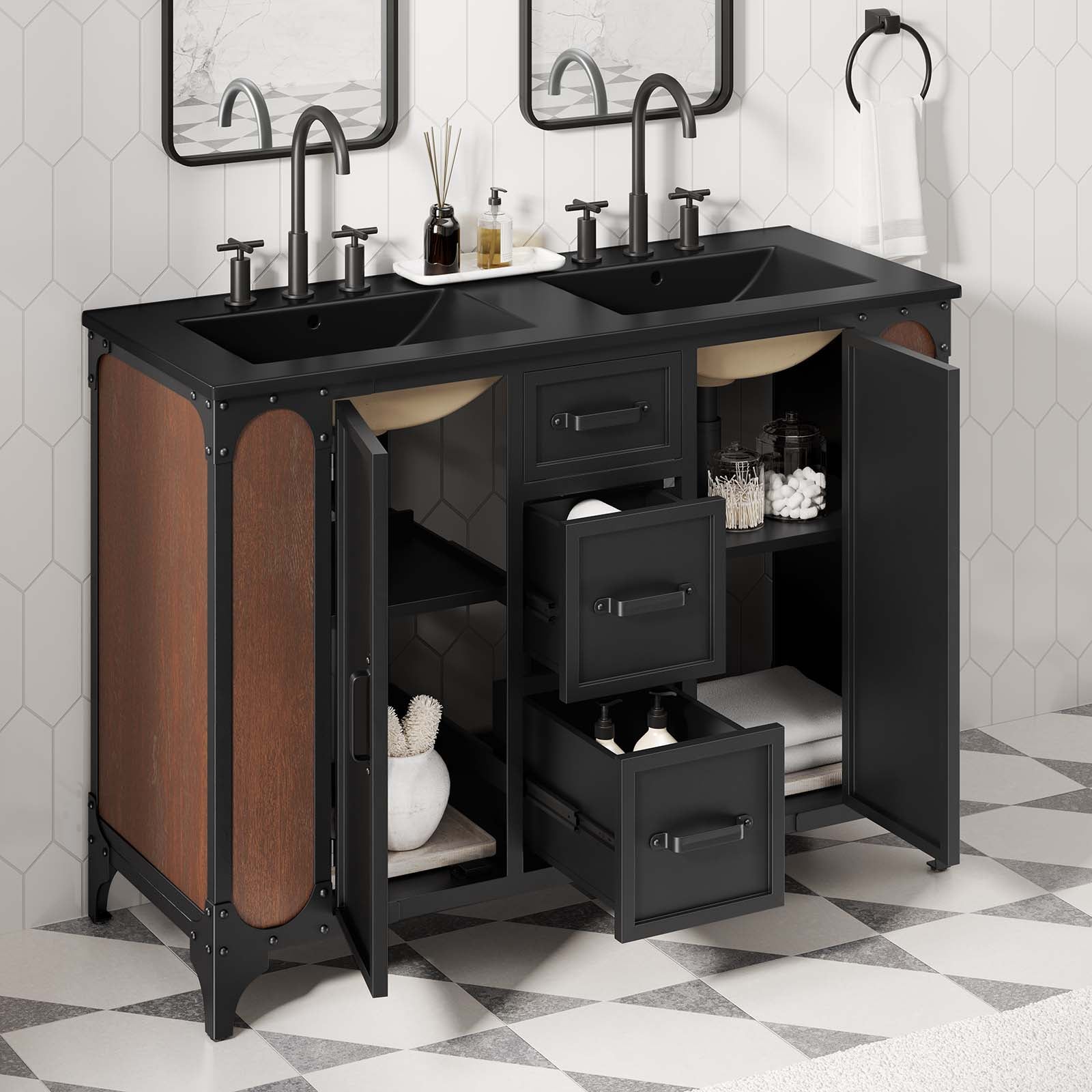 Steamforge 48" Double Sink Bathroom Vanity - East Shore Modern Home Furnishings