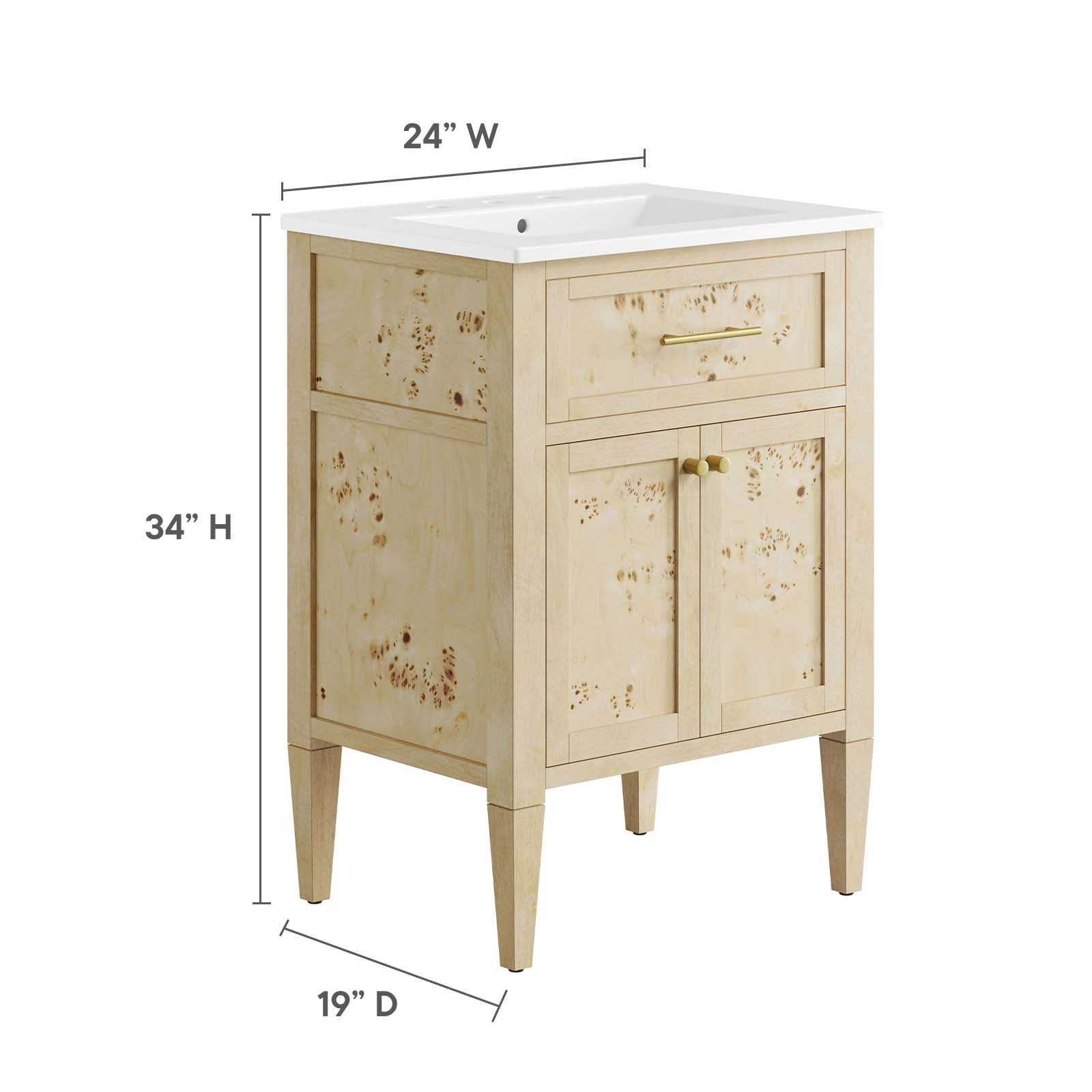 One - Elysian 24" Wood Bathroom Vanity