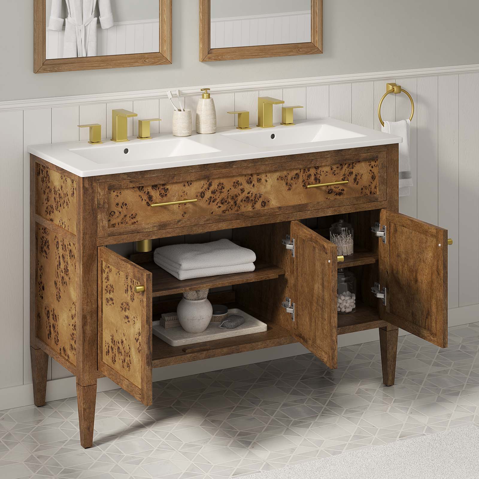 One - Elysian 48" Wood Double Sink Bathroom Vanity