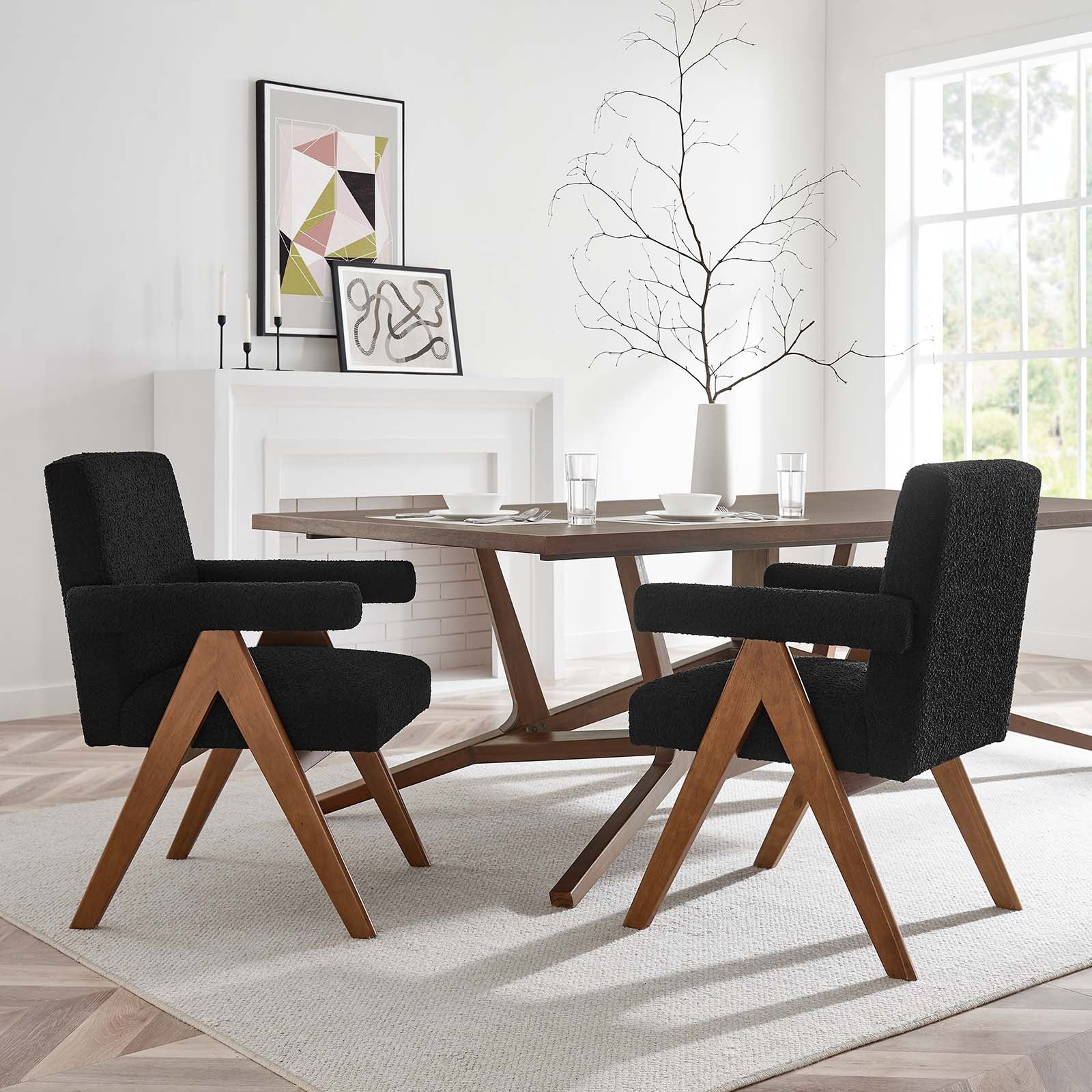 Lyra Boucle Fabric Dining Room Chair - Set of 2 - East Shore Modern Home Furnishings