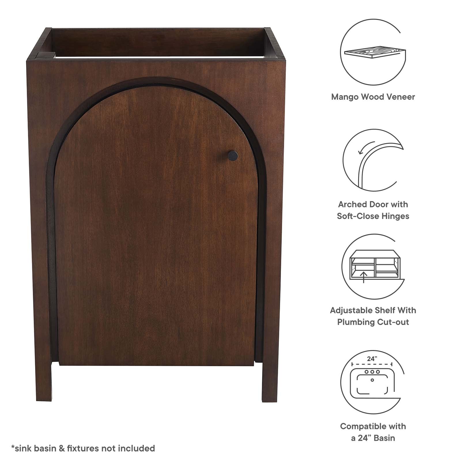 Appia 24" Bathroom Vanity Cabinet (Sink Basin Not Included) - East Shore Modern Home Furnishings