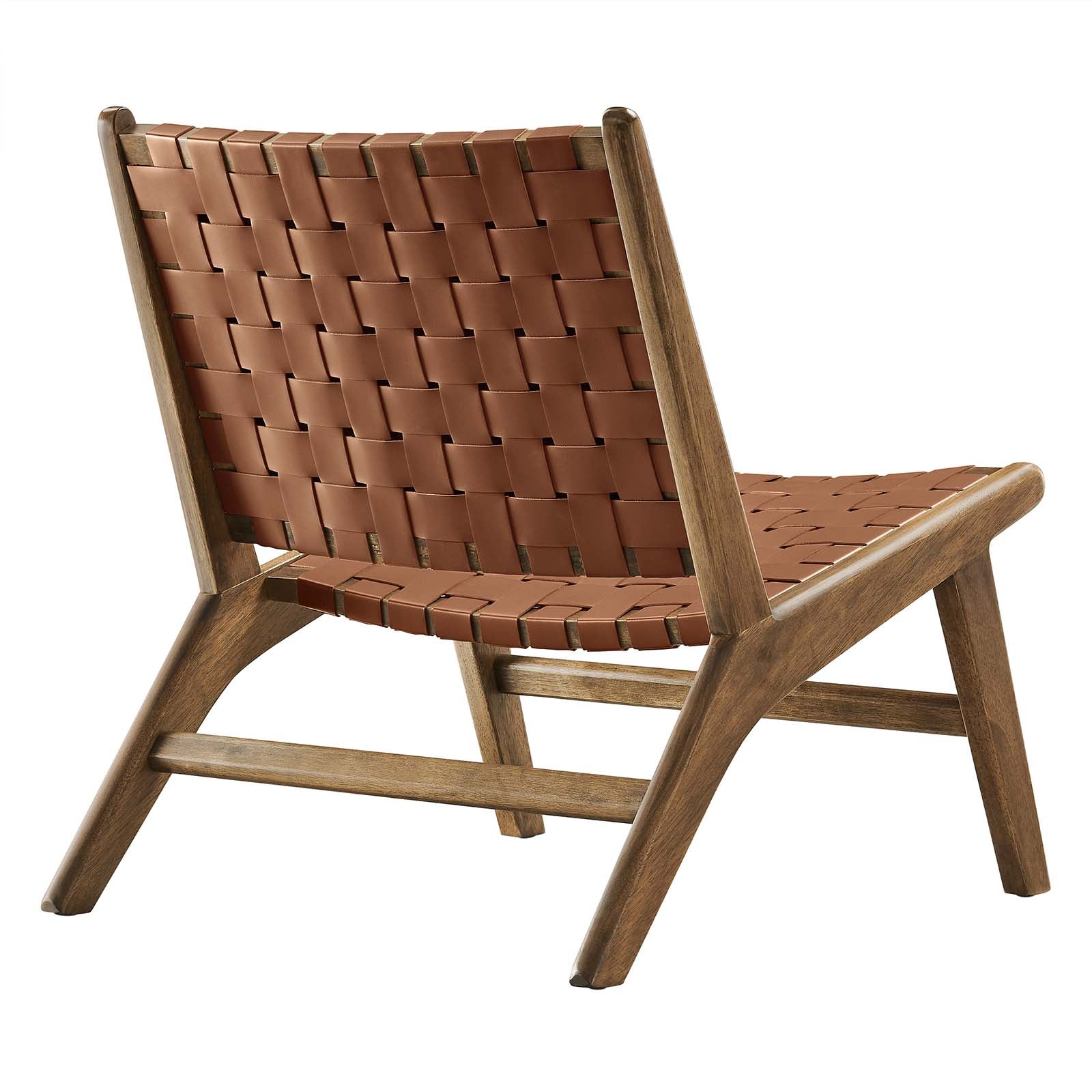 Saorise Woven Leather Wood Accent Lounge Chair - East Shore Modern Home Furnishings